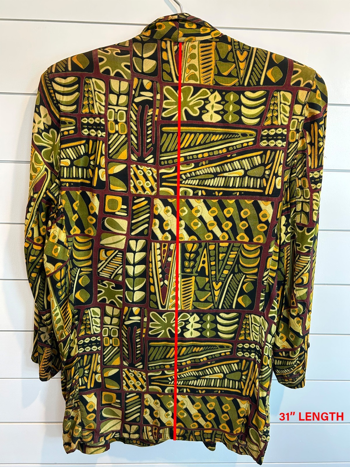 Vintage FRENCH CONNECTION Rayon Blazer M Made in India Abstract Art Print Boho