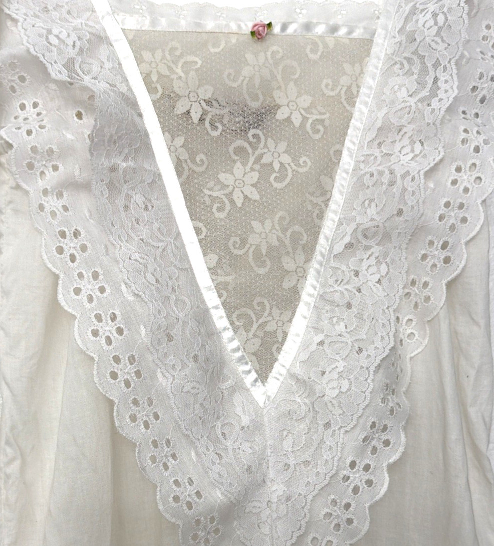 Young Edwardian Arpeja Dress Womens S Vintage Lace Eyelet Sleeveless Cottagecore