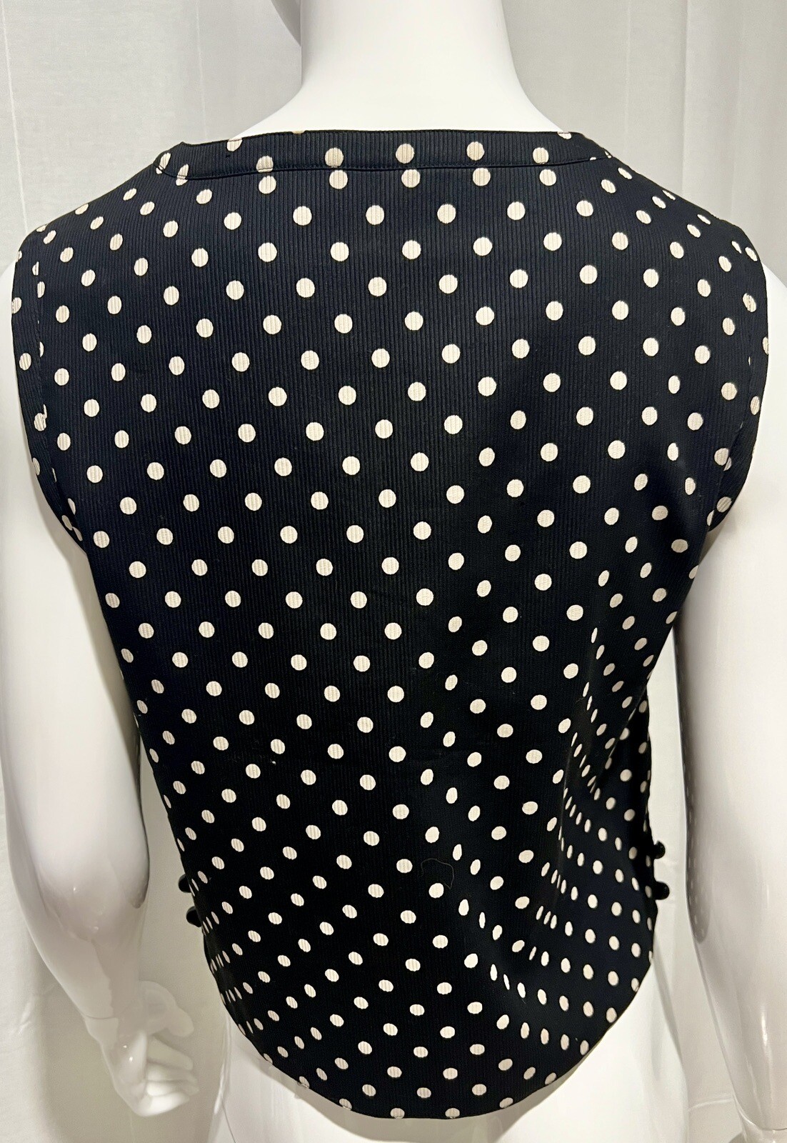 Valentino Miss V Sleeveless Black Off-white Polka Dot Sleeveless Vintage Top 44