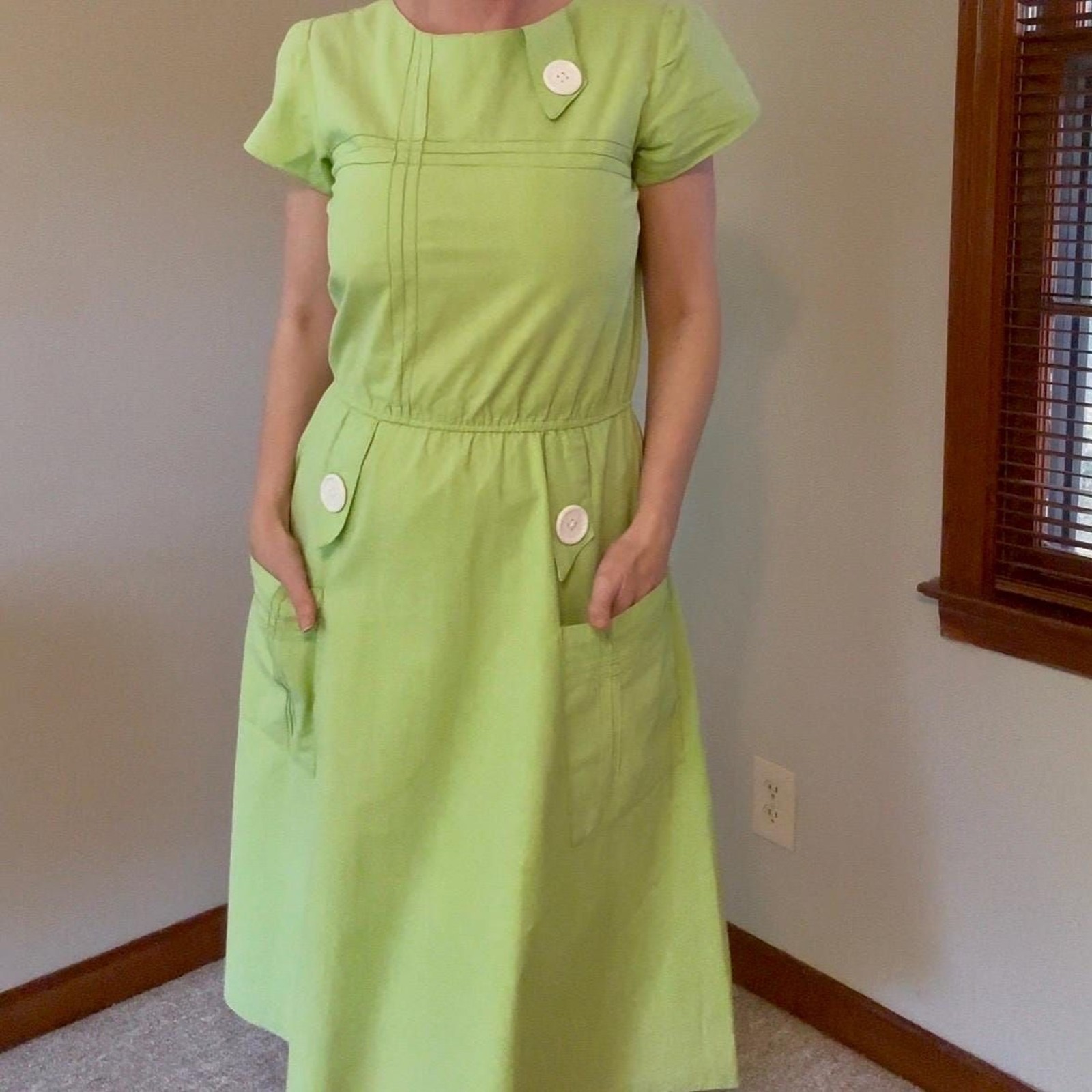 Vintage 60s Lime Green Mod MCM Pop Art Day Dress
