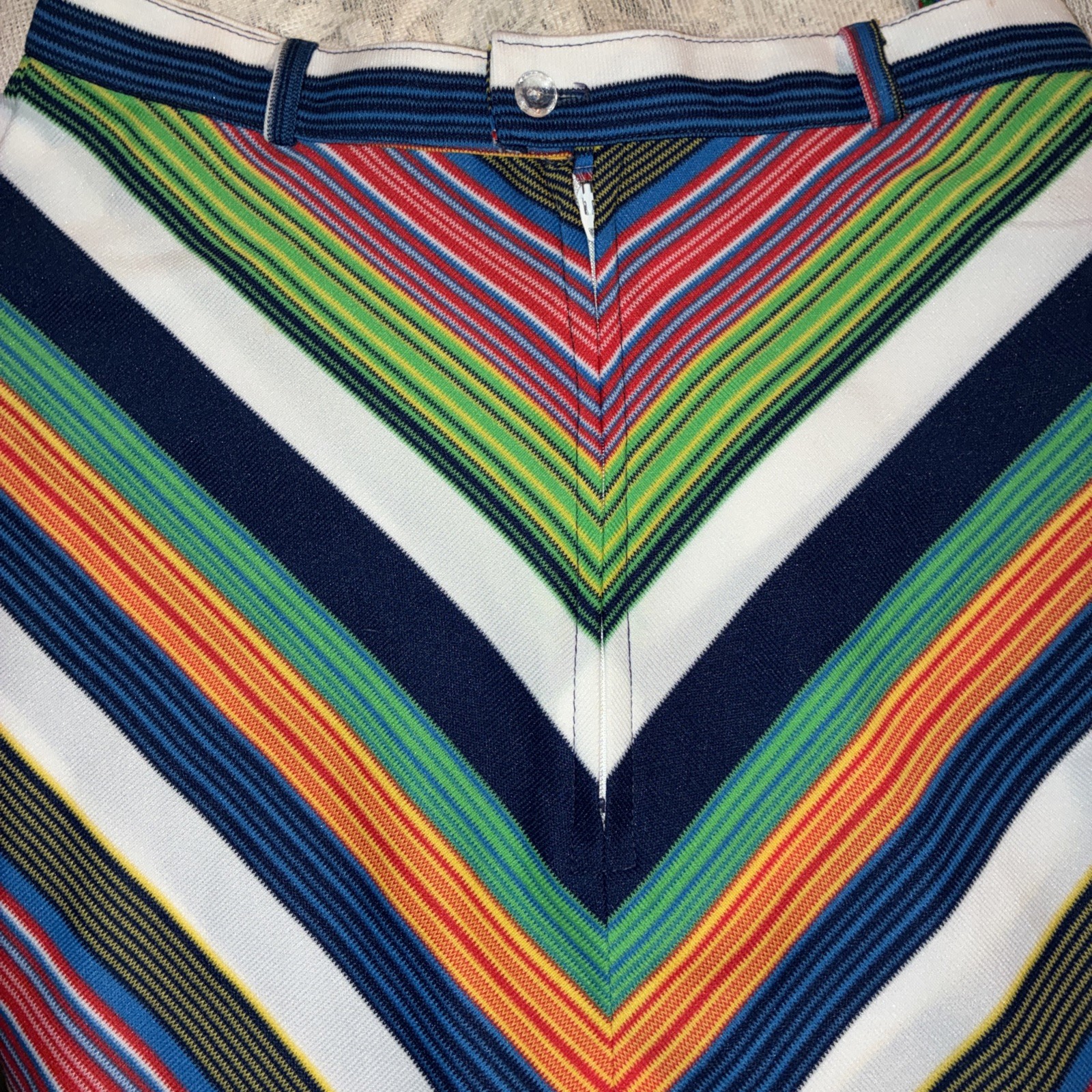 Vintage 70s Tomboy of California? Retro Rainbow Stripe A Line Mini Skirt
