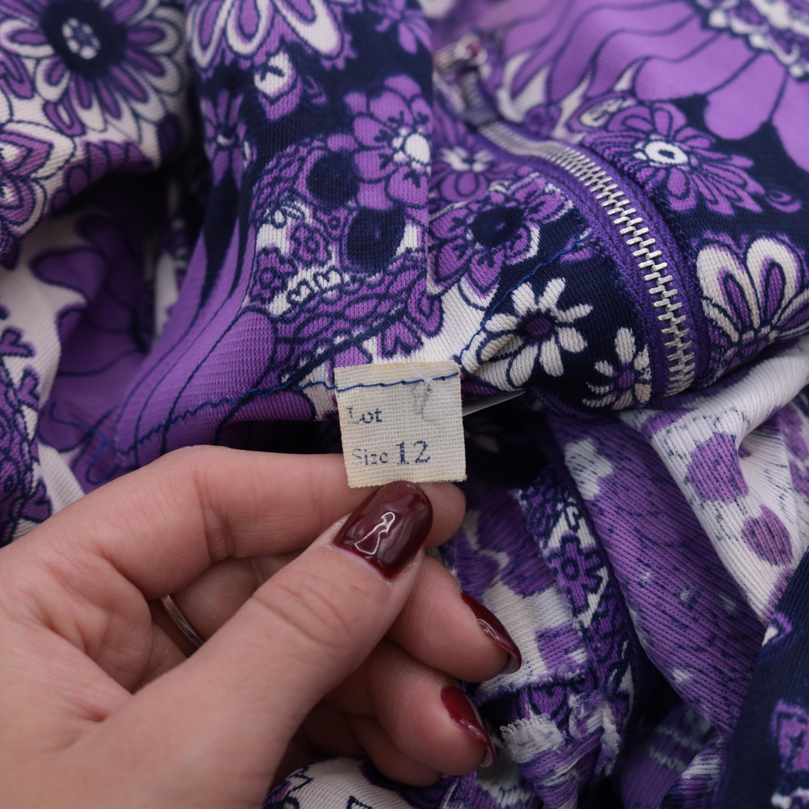 70s Psychedelic Maxi Dress Vintage Purple Paisley Floral Print Bohemian Gown V N