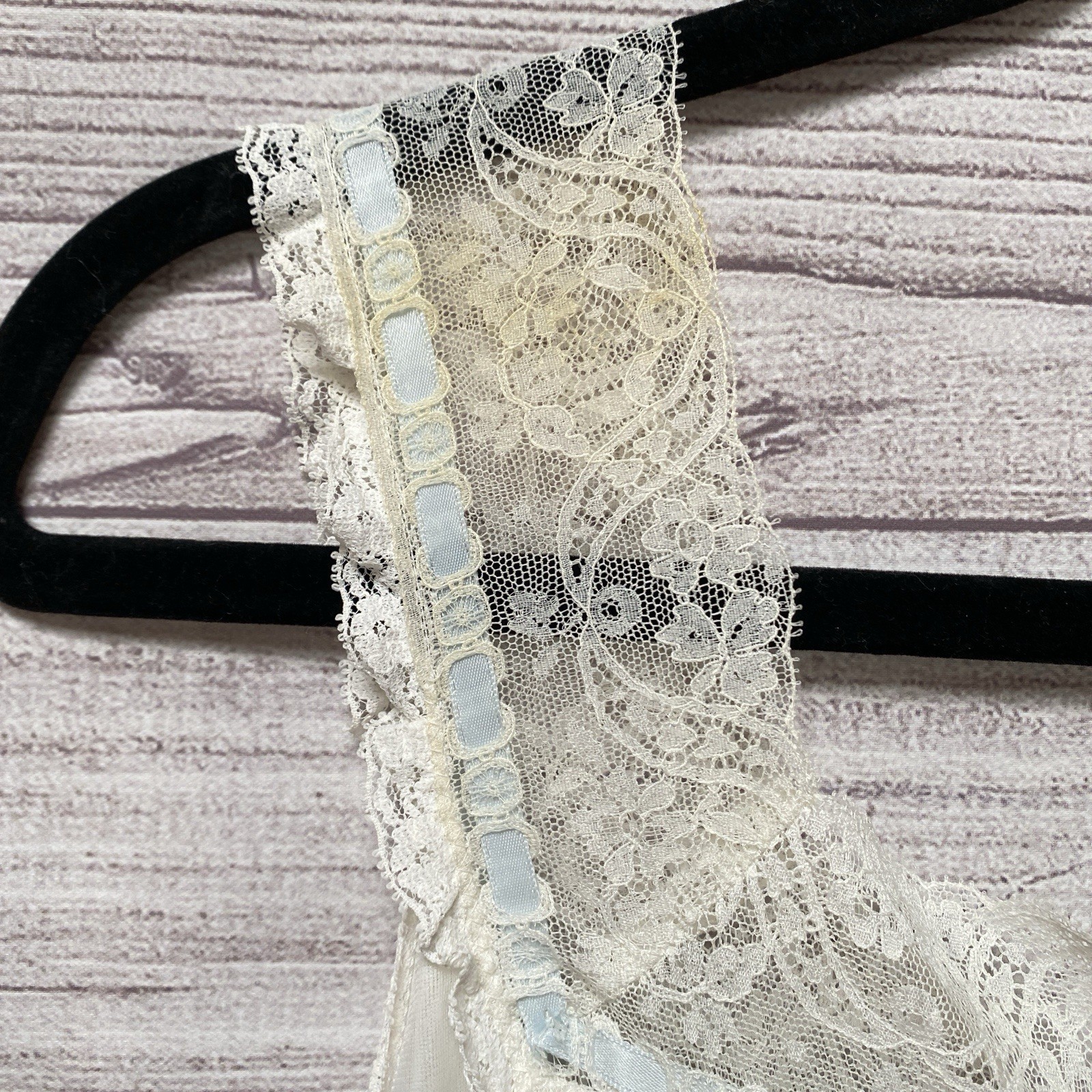 Vintage LISETTE Nylon CHIFFON Babydoll Nightgown S Lined Lace Trim
