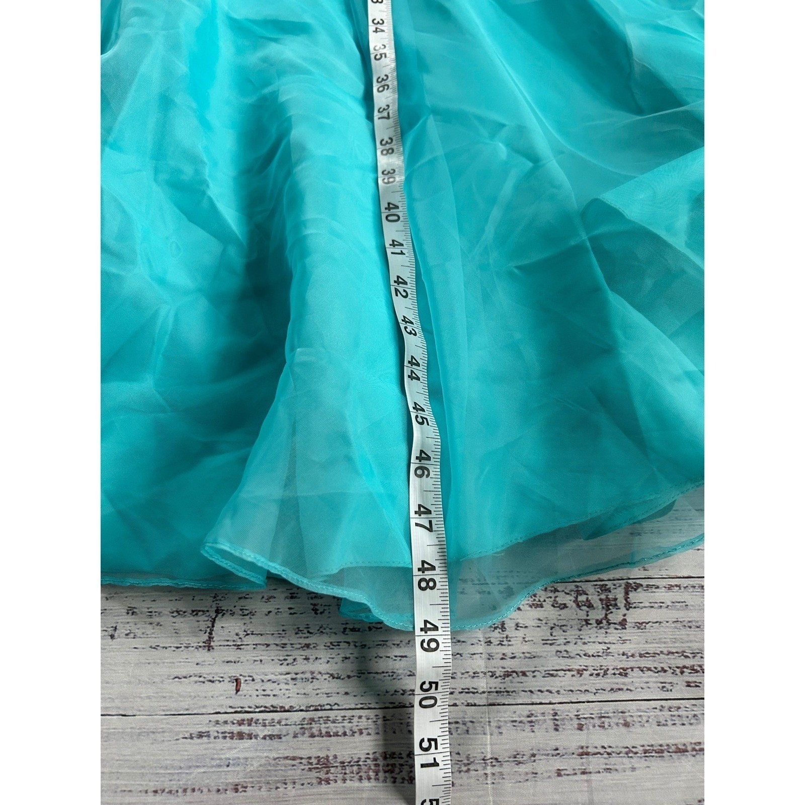 VTG Eve of Milady Formal Gown Bridesmaid Turquoise Embroidered Chiffon ILGWU 10