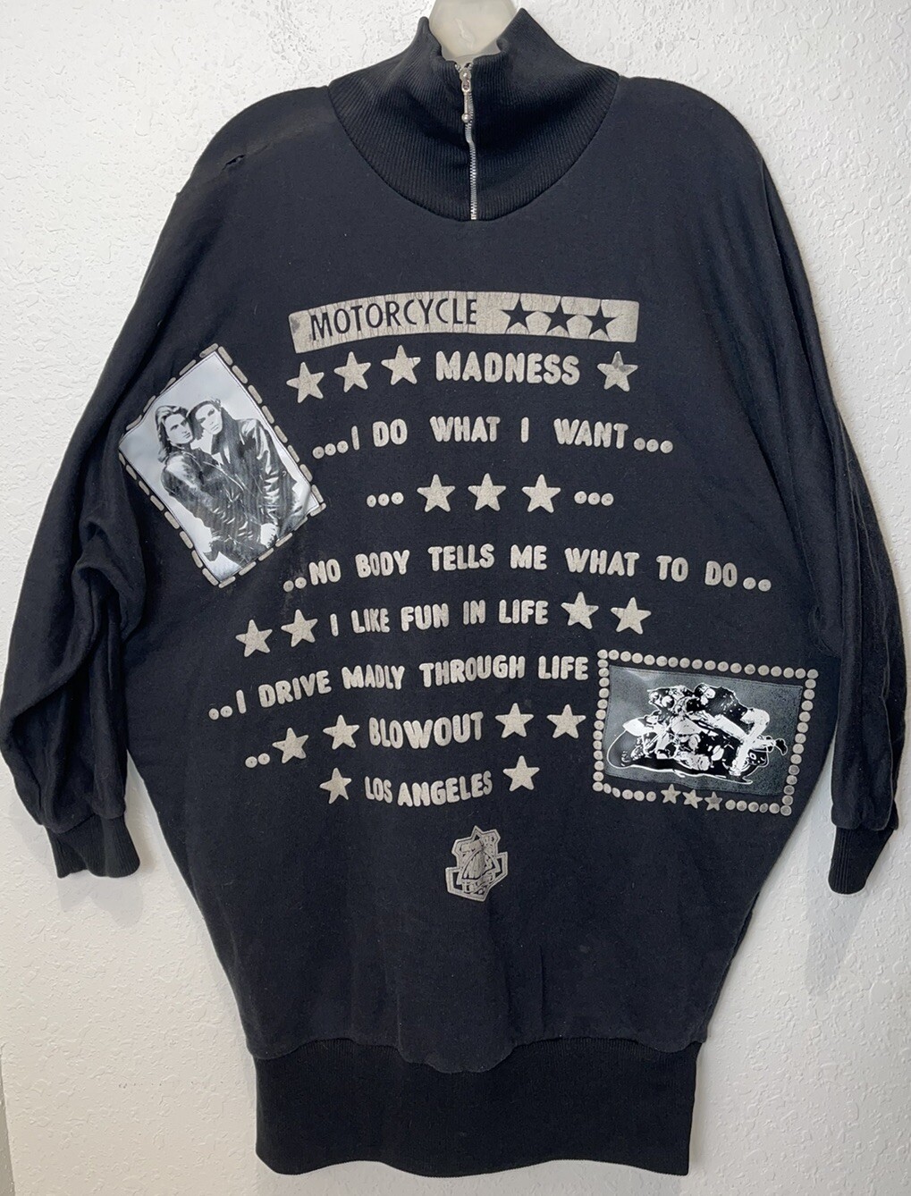 Vtg 80’s Blowout LA – Motorcycle Madness – American Wear 30”W x 34”L Sweatshirt