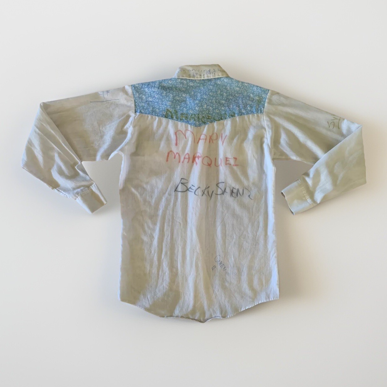70s SEARS Put-On Shop AUTOGRAPH SHIRT Western Novelty Distressed School 80s VTG