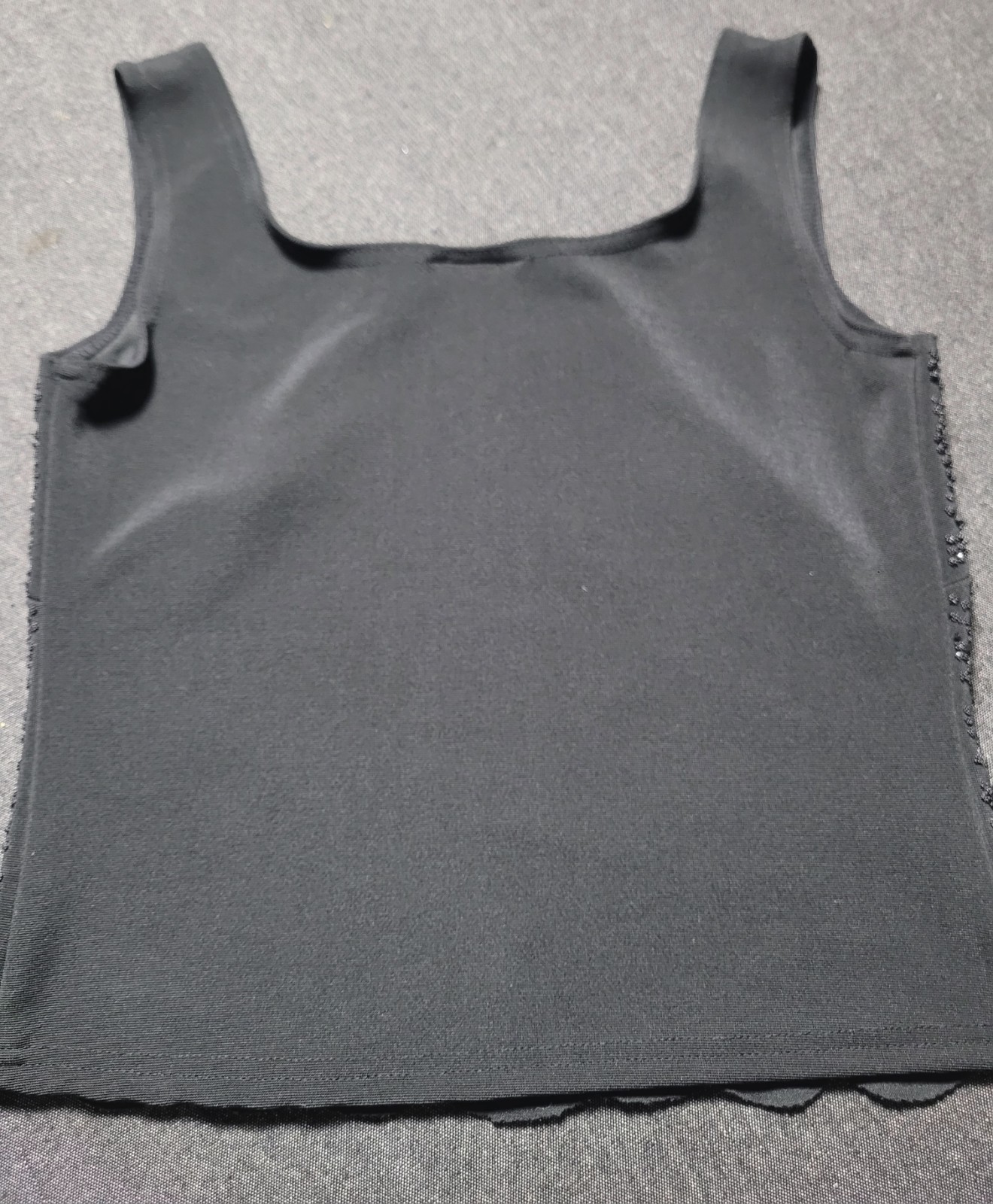 Vintage 80s 90s J.B.S Black Beaded Tank Top S/M Blouse Going Out Gorhic