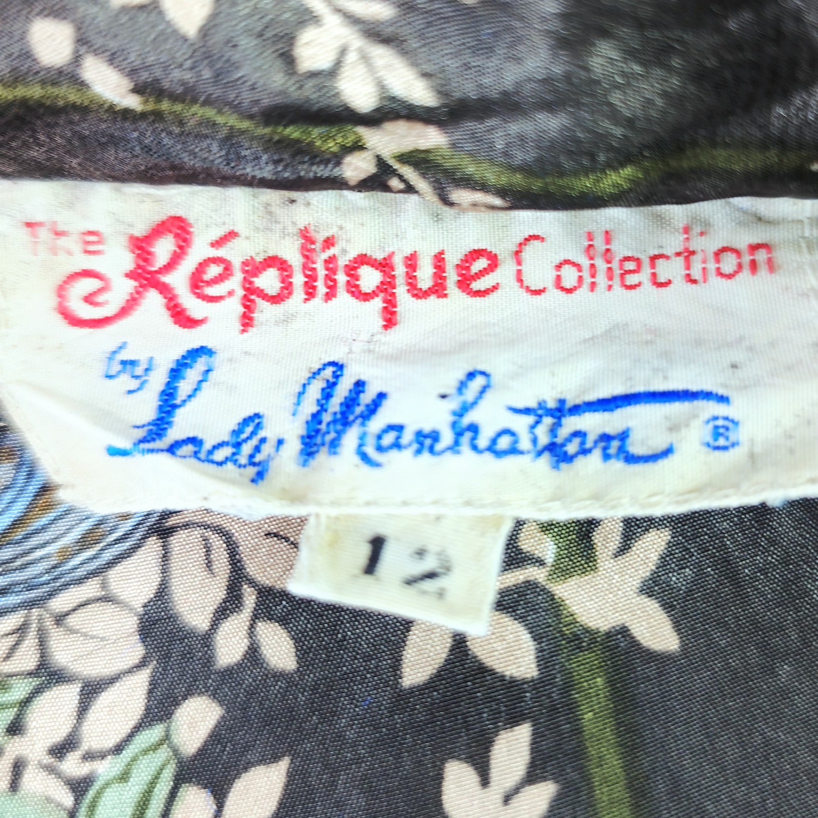 VTG 70’s Lady Manhattan Brown Paisley & Floral Blouse Sz 12 Replique Collection