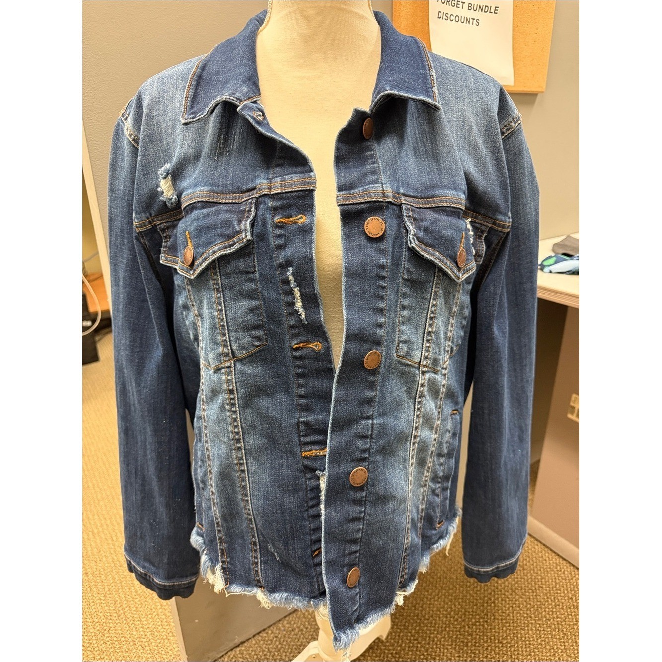 RISEN Hand Painted Floral Denim Jacket Boutique Art Jacket Boho Western Chic