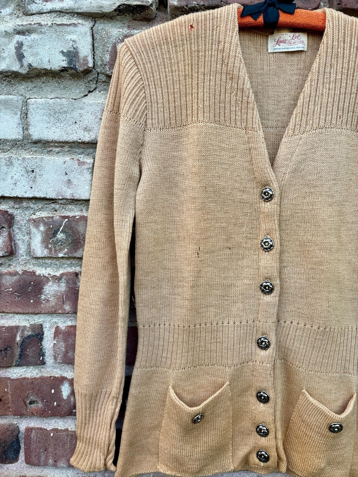 Vintage 1940s Deadstock Wool Cardigan Sweater Lana Lee V Neck Small Medium