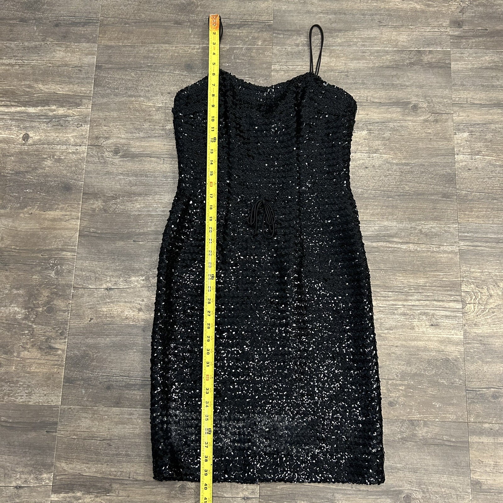 Vintage Carol Robins Sequin Black Strap Evening Dress NO SIZE TAG
