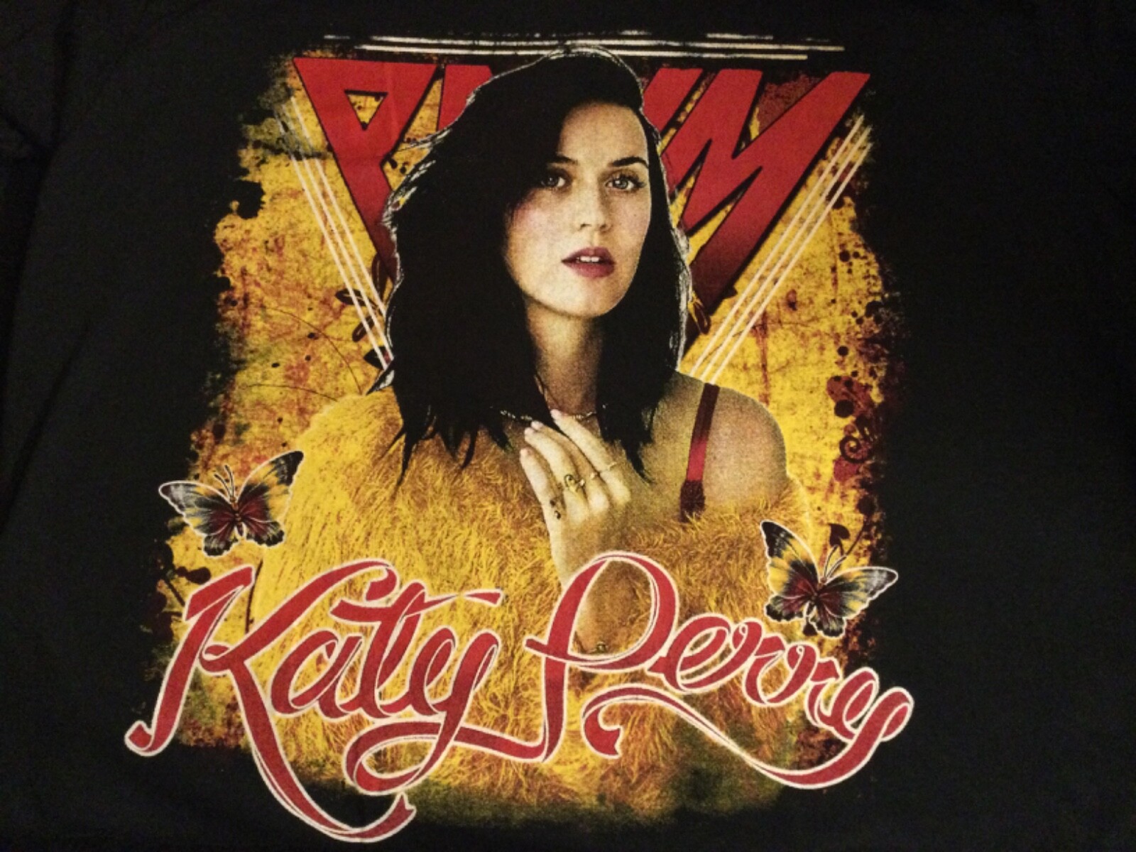 KATY PERRY The Prismatic 2014 World Tour black T-SHIRT Size L no tag 2 sided VG+