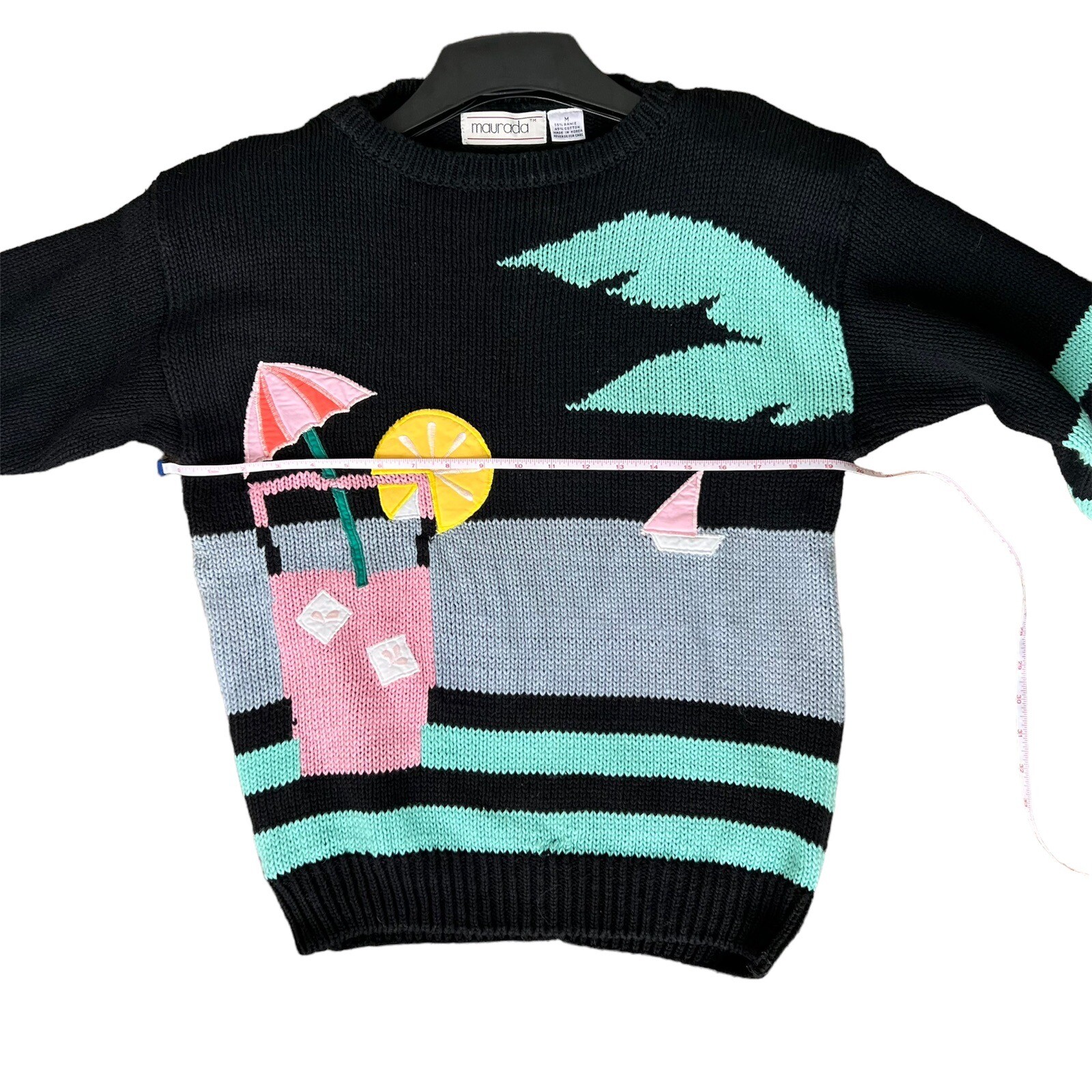 Vintage Maurada Knit Sweater with Lemonade Beach Theme Size Medium