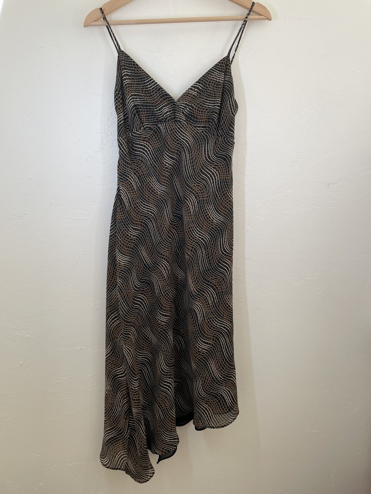 Vintage 90’s Y2K Brown Whimsigoth Fairy Grunge Asymmetrical Hem Slip Dress Sz 4