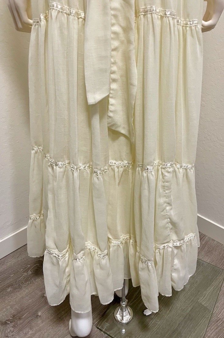 70s-80s Vintage Gunne Sax Dress Cream Lace Prairie Boho Cottage Core Hippy