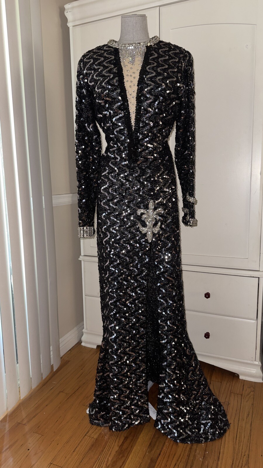 VTG 1970s Marilyn Monroe Inspired Sequins & Rhinestone Stage Costume Gown