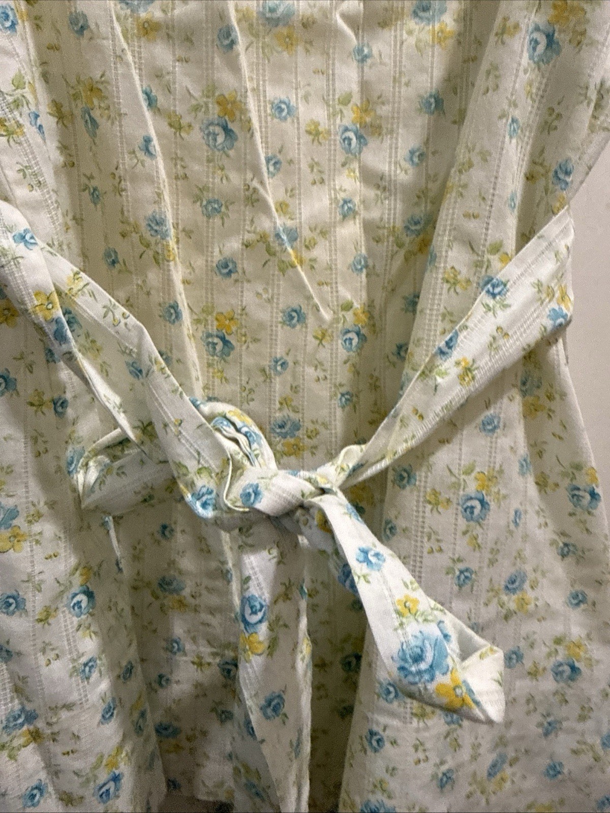 Vtg 70s Smock Shirt Dress Floral Cottagecore Country Fairy Hippy