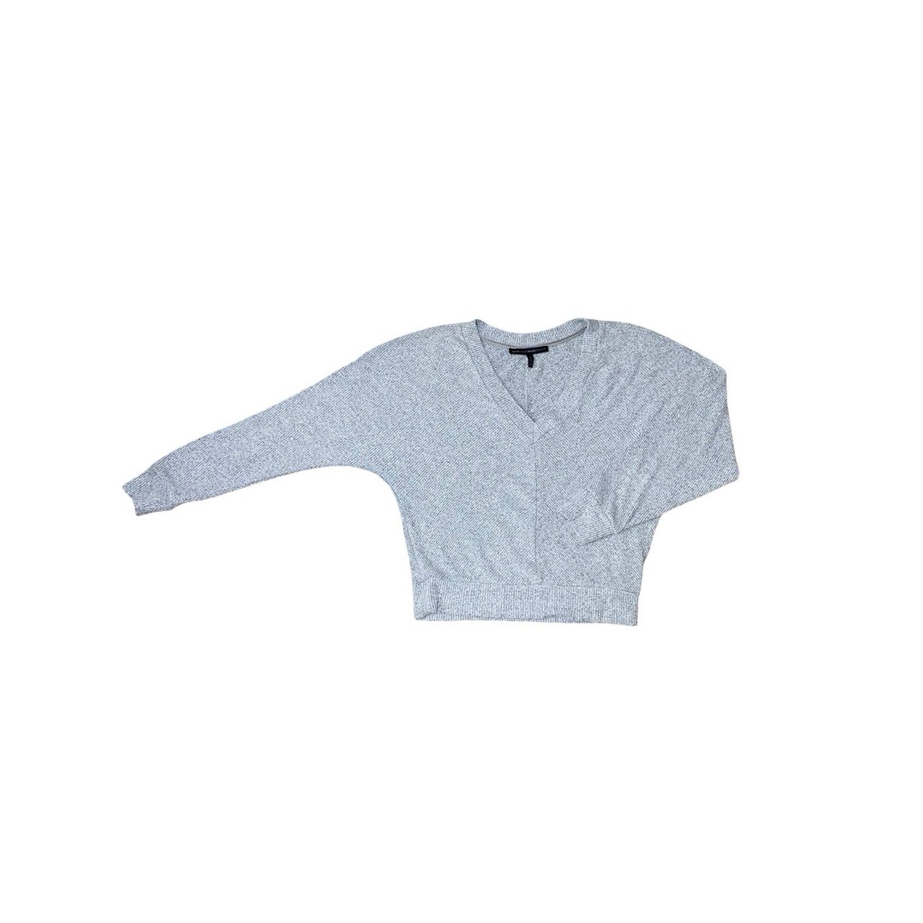 White House Black Market Grey Marled V-Neck Dolman Sleeve Crop Sweater