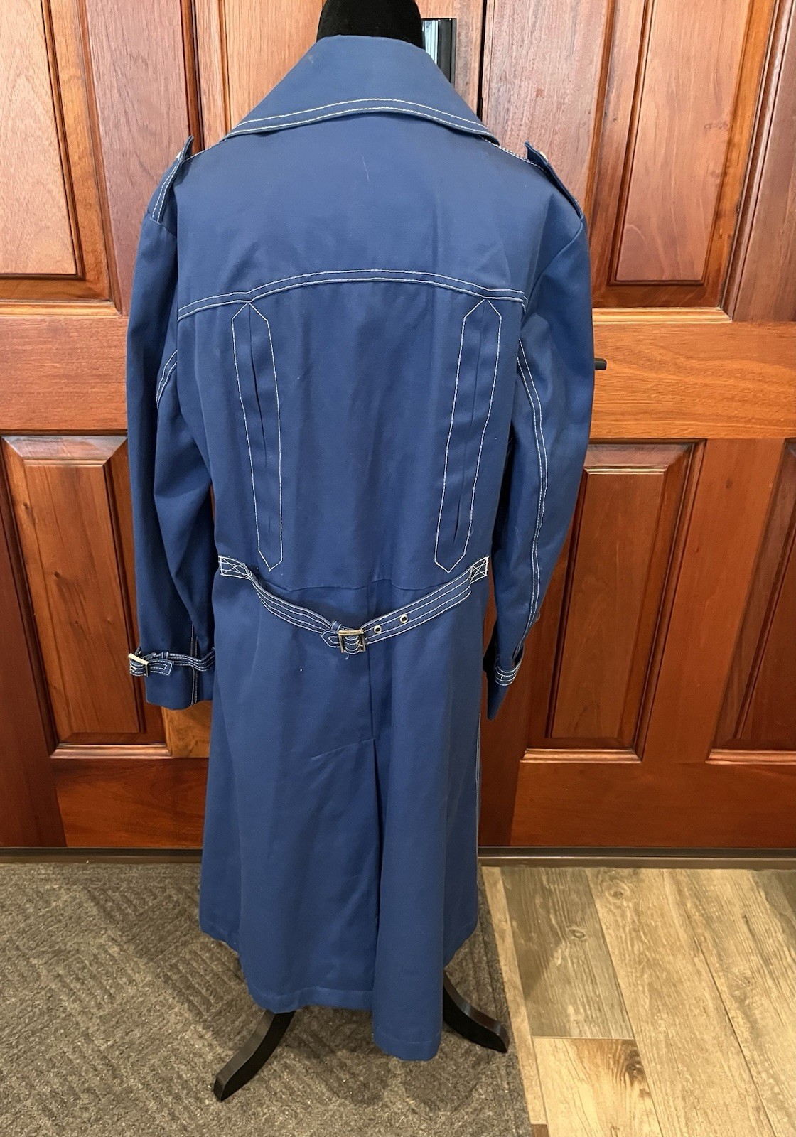Vintage MOD Fleet Street Rain/Shine TRENCH Coat Sz 16 Water Repel 60’s 70’s Blue
