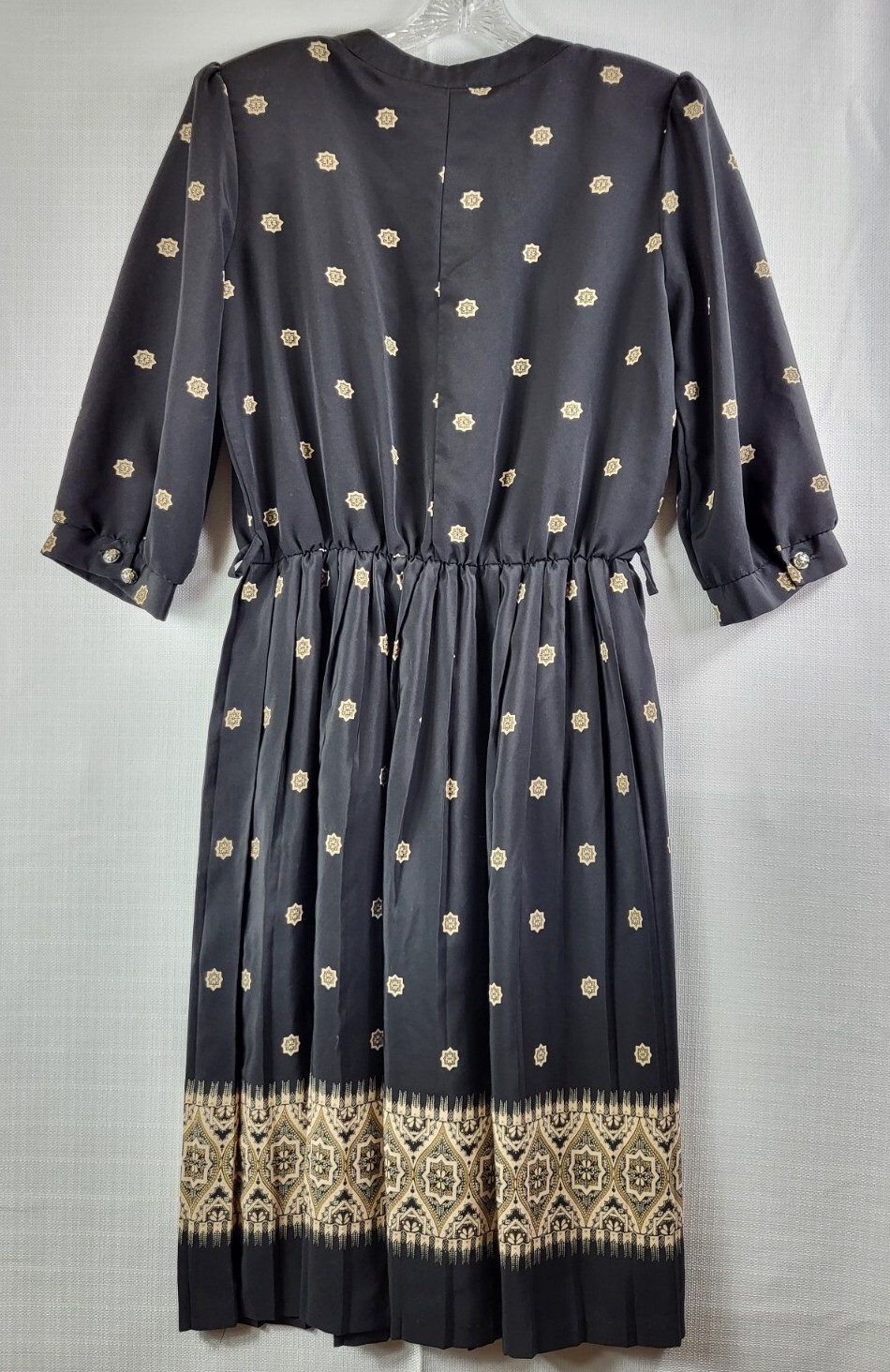 Breli Originals Black Floral Chiffon Pleated Dress Sz 12 Victorian Dark Academia