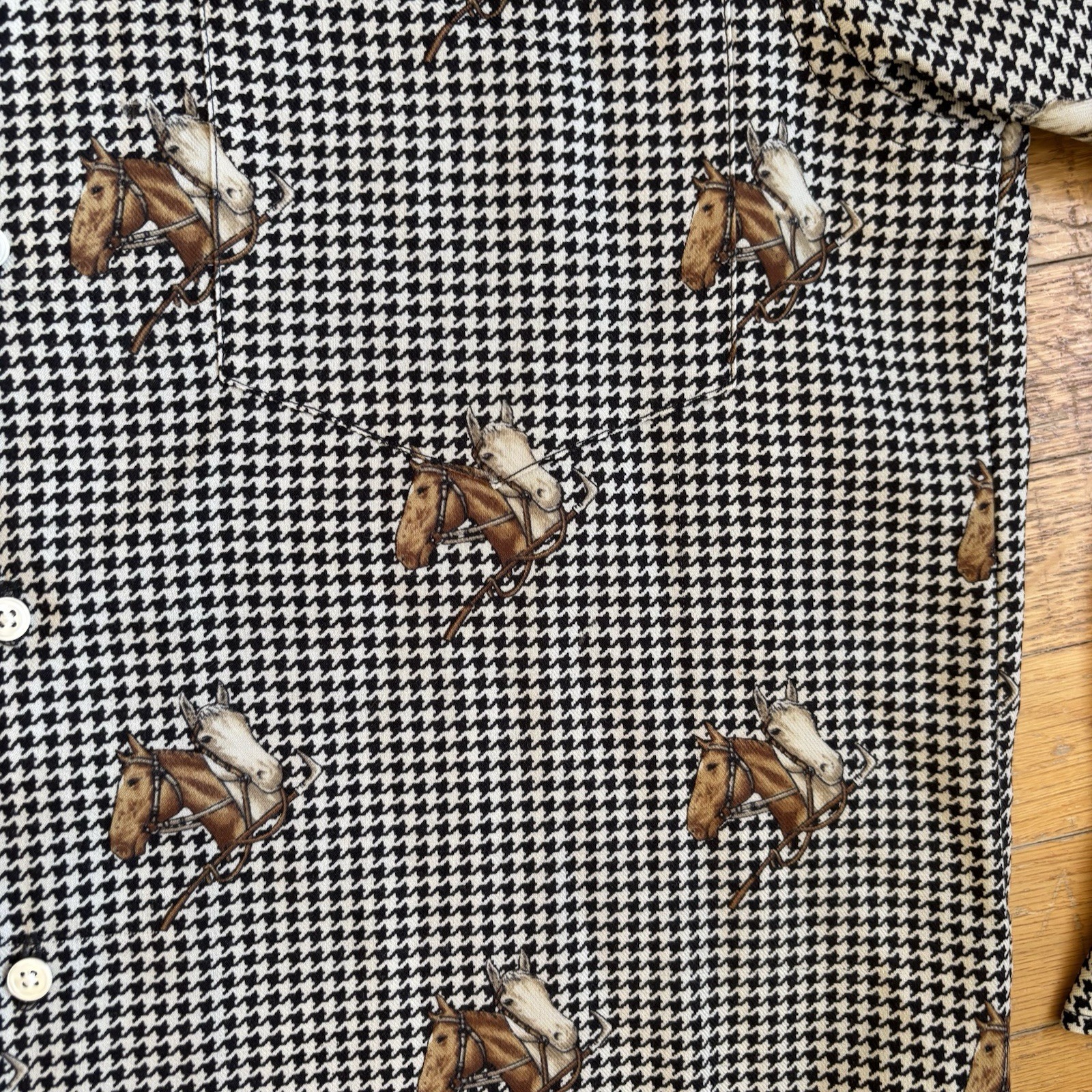 Vtg 80s-90s RALPH LAUREN EQUESTRIAN Horse Print Shirt Button Down Womens 10