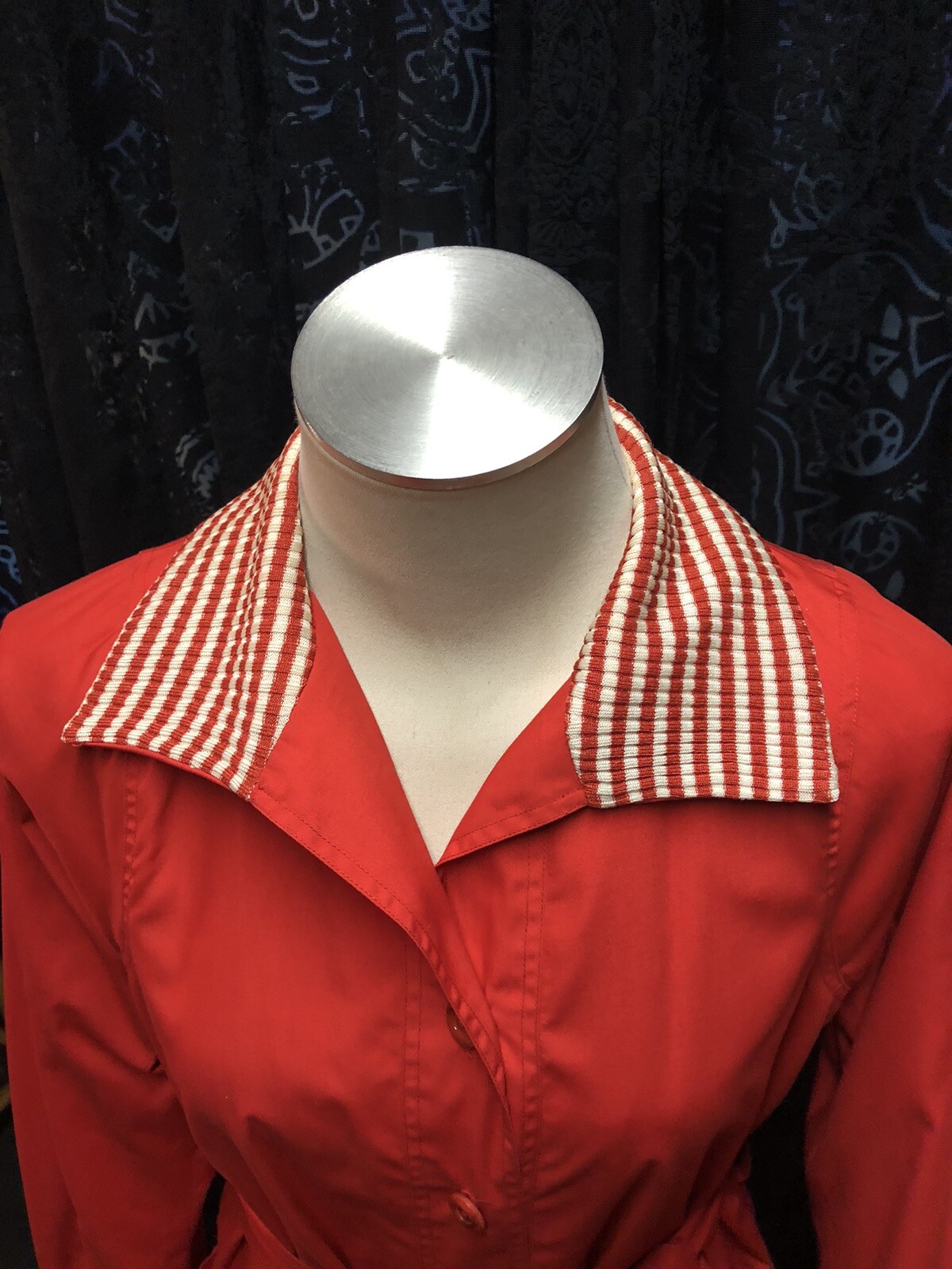 The Clothes Horse vintage Shirt Dress Jacket Size 12 Red Candy Stripe Duster