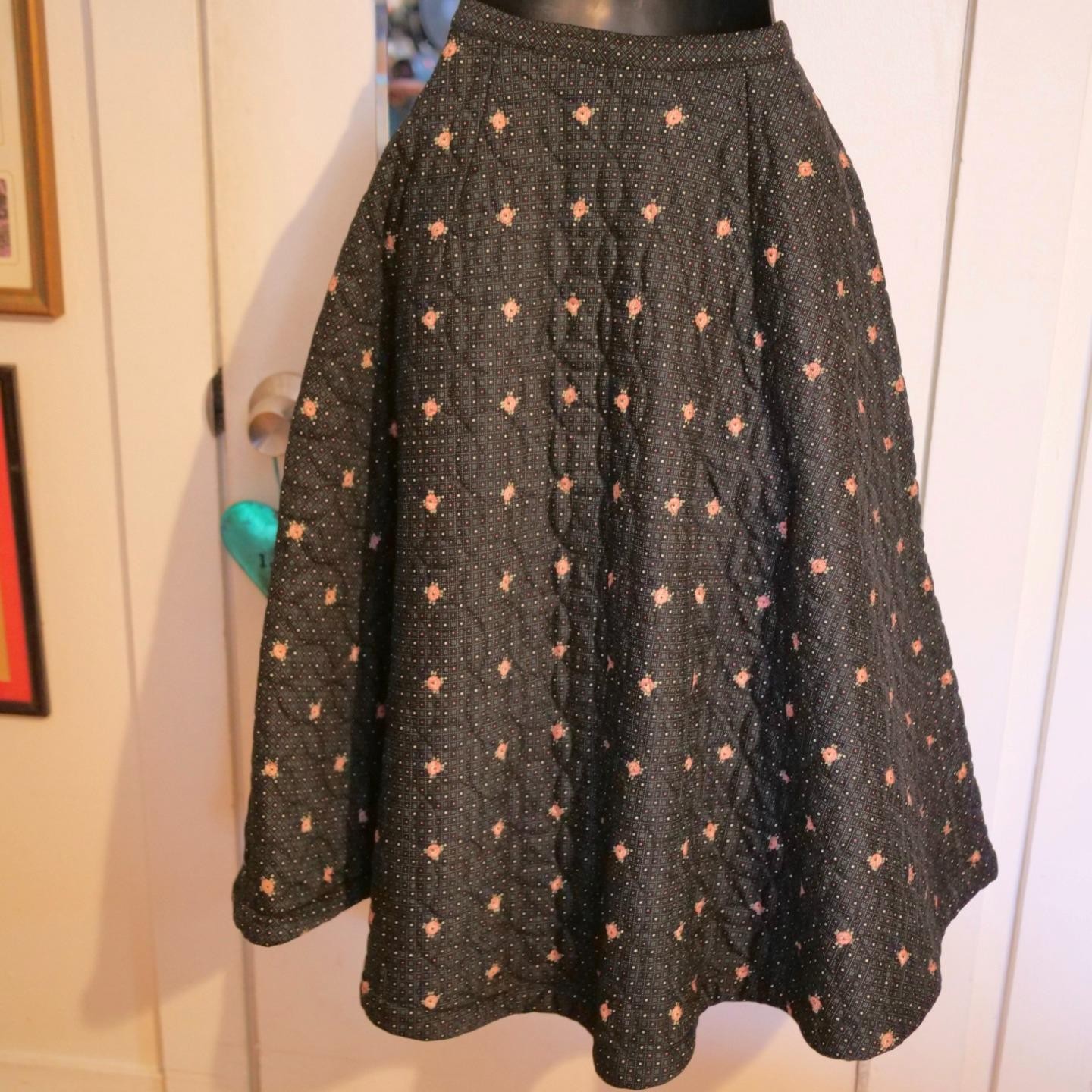 Vintage Nelly de Grab New York 50s Floral QUILTED Circle Skirt Swing Rockabilly