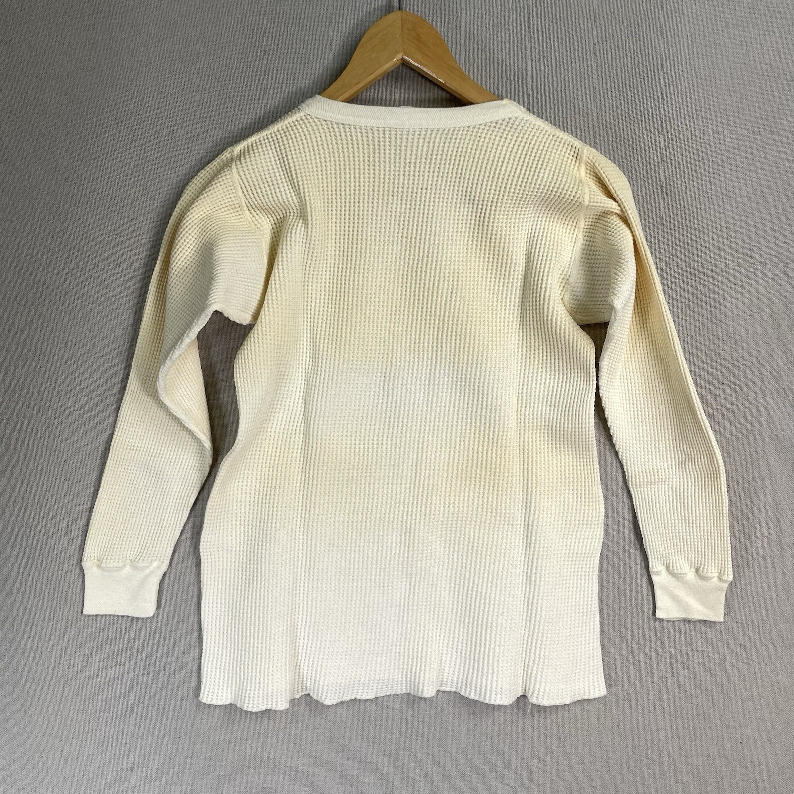 VINTAGE 50s 60s Sears Thermal T Shirt Womens Size Medium Waffle Knit Cotton Flaw
