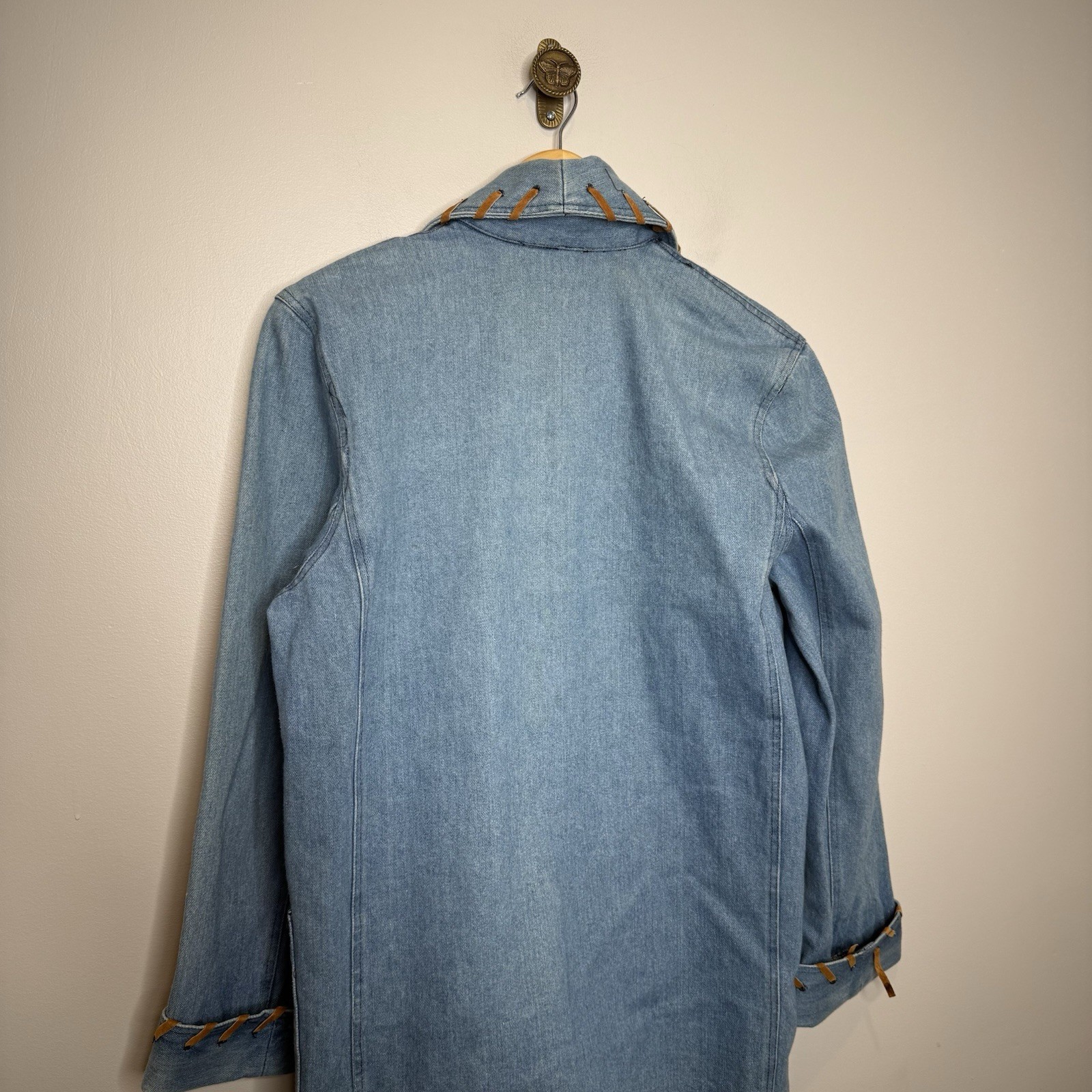 Vintage 80s Denim Western Oversized Jacket, Size S