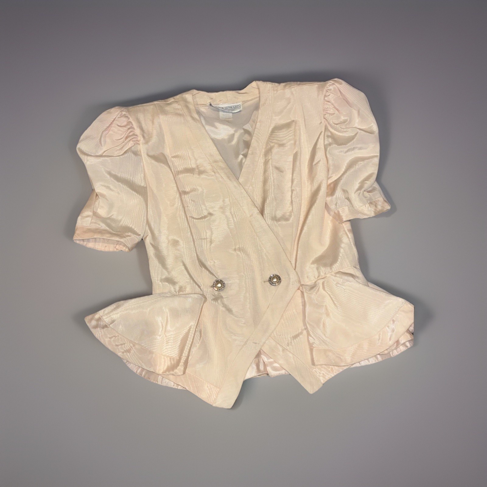 Vintage 80s Peplum Blazer Pink Opal Jessica Howard Statement Jacket size 10 by