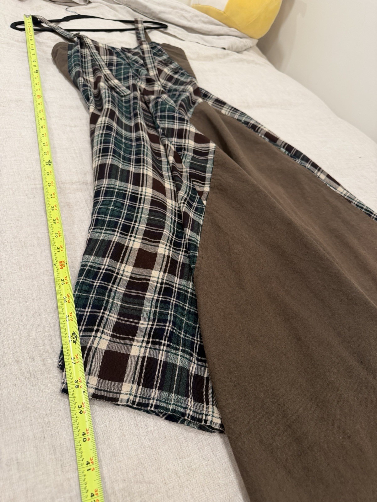 Y’s Yohji Yamamoto Asymmetrical Plaid Linen Cotton Sz S Made/Purchased in Japan