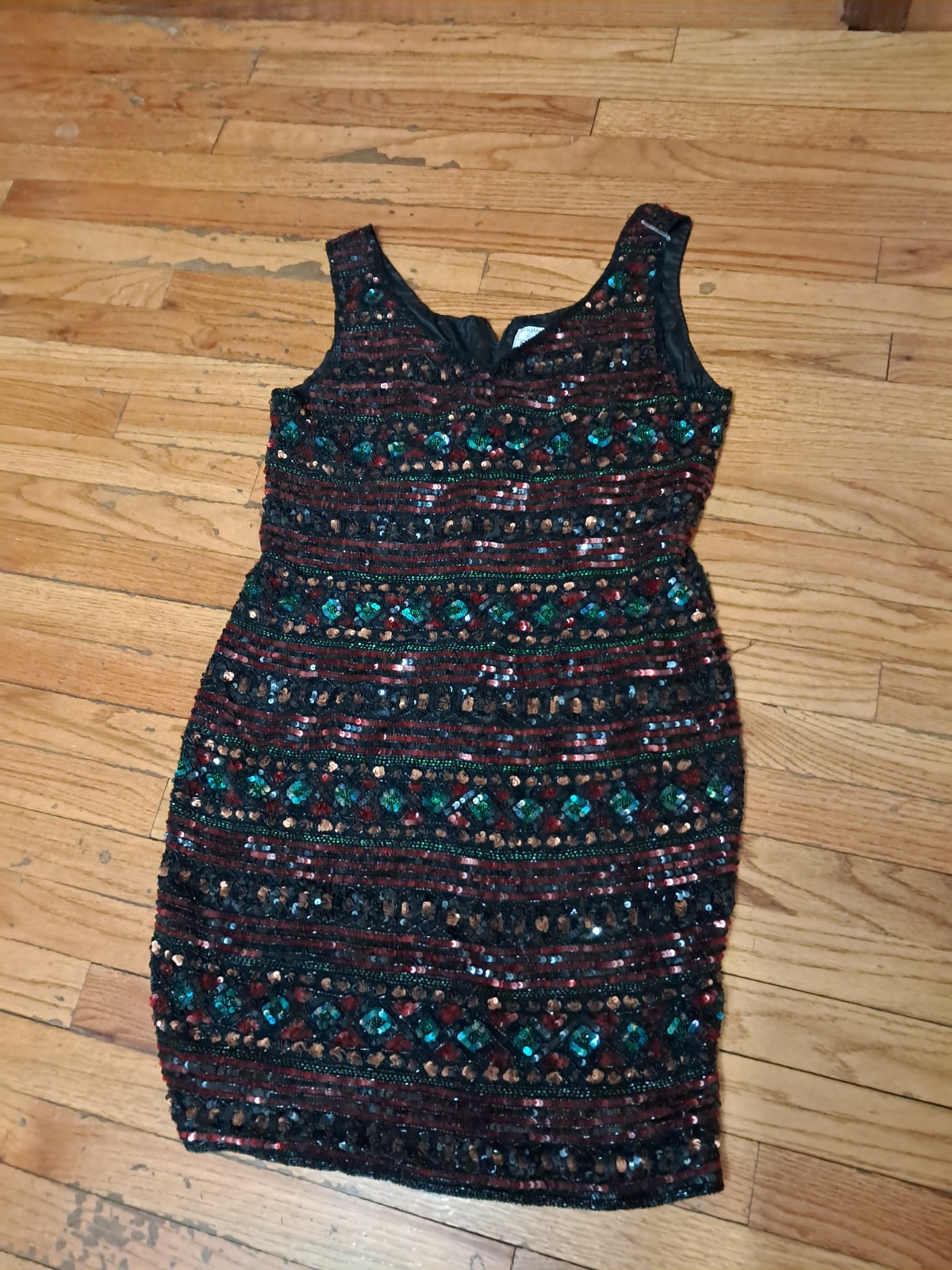 VTG 1994 Papell Boutique Evening Gown Women’s 14 Jeweled Sequin Beaded SILK