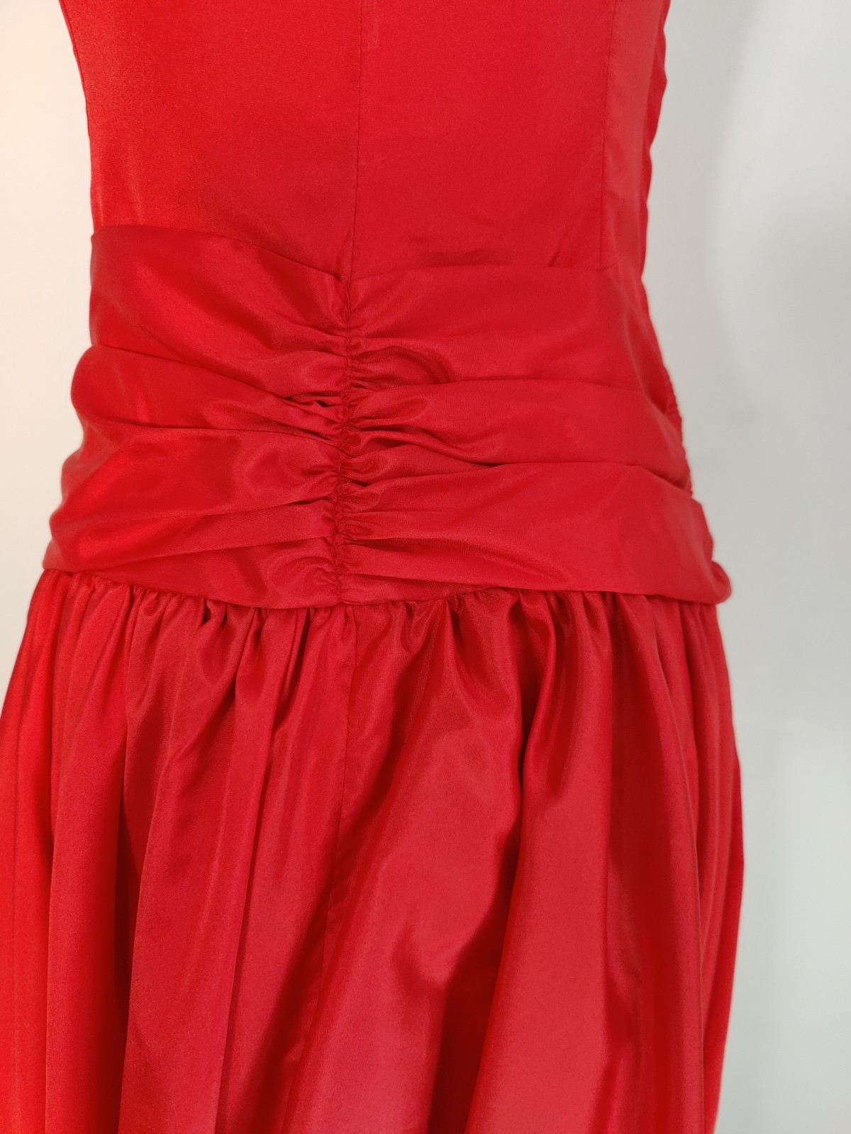 Vtg 80s Prom Dress Red Satin Sleeveless Bow Formal Party Sz M ILGWU