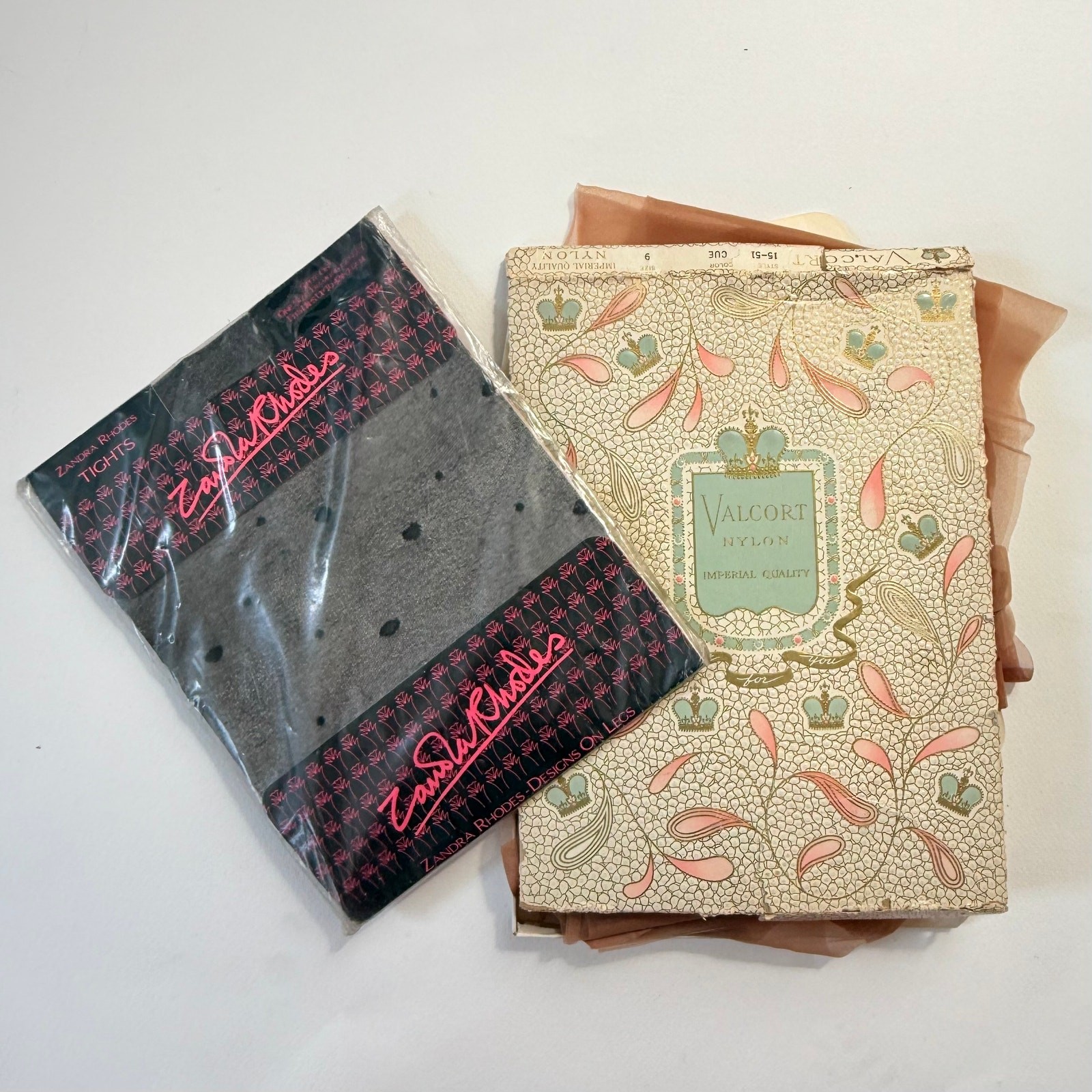 VTG NOS Valcort Nylon Imperial Evita Stockings Lot Zandra Rhodes PantyHose