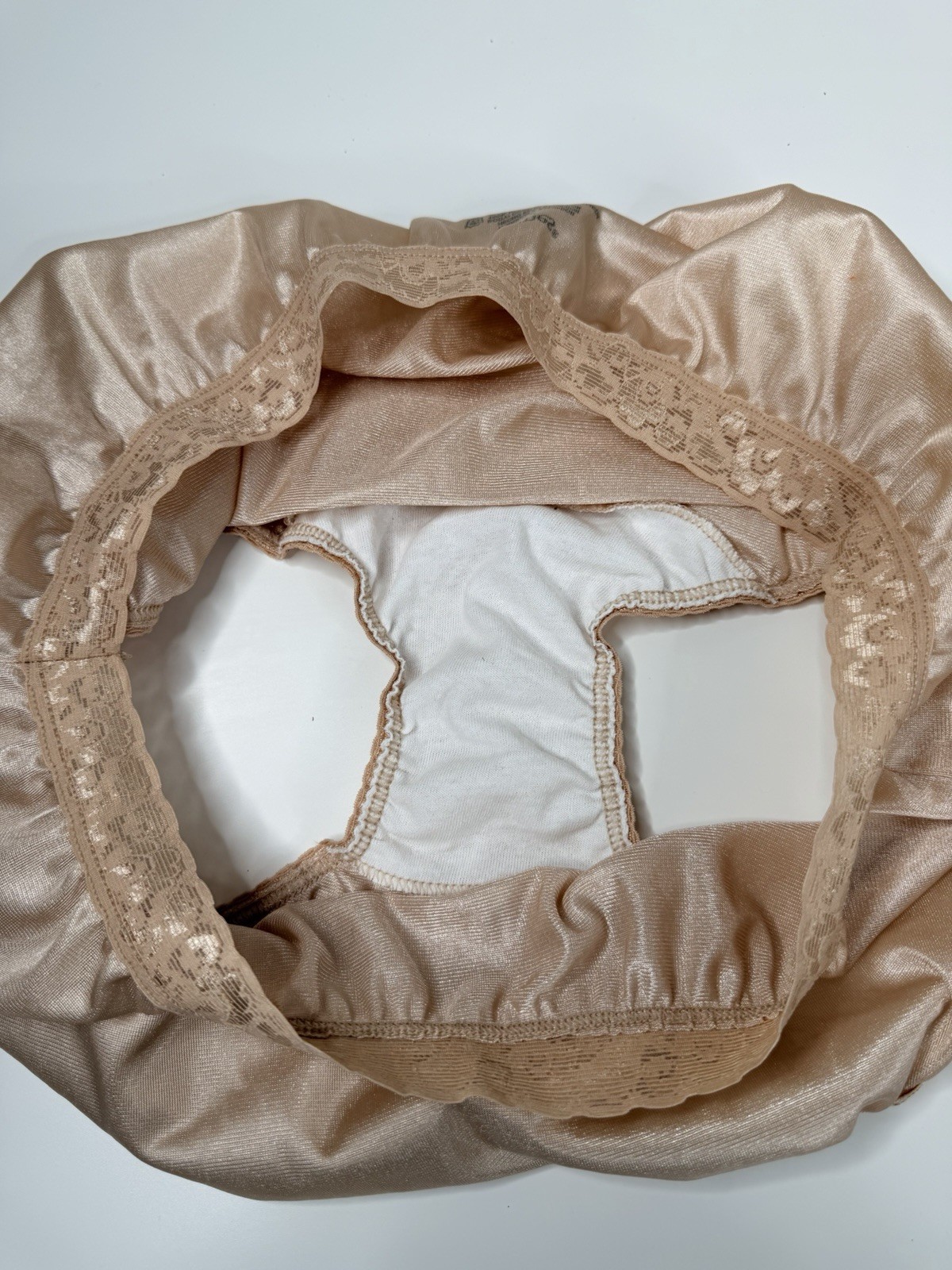 90’s vtg HANES 9 2 XL Briefs SILKY SMOOTH tan Granny nylon lace Panties