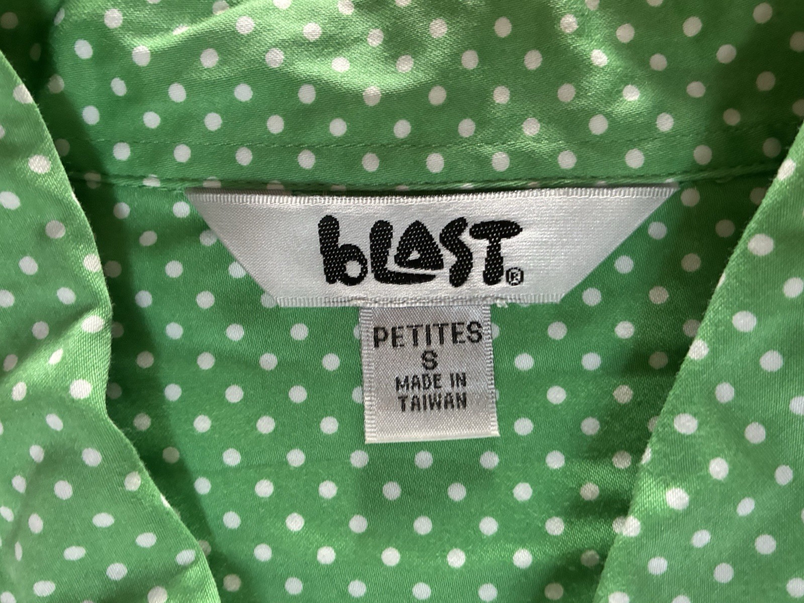 Vintage 80s 90s Blast Zip Up Bomber Jacket Green Polka Dot Petite Small