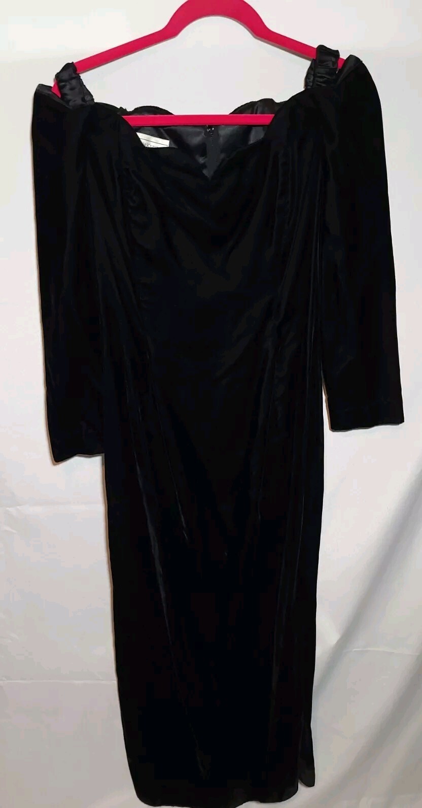 Vtg 80s Jessica McClintock Bridal Off Shoulder Sweetheart Neck Velvet Goth Dress