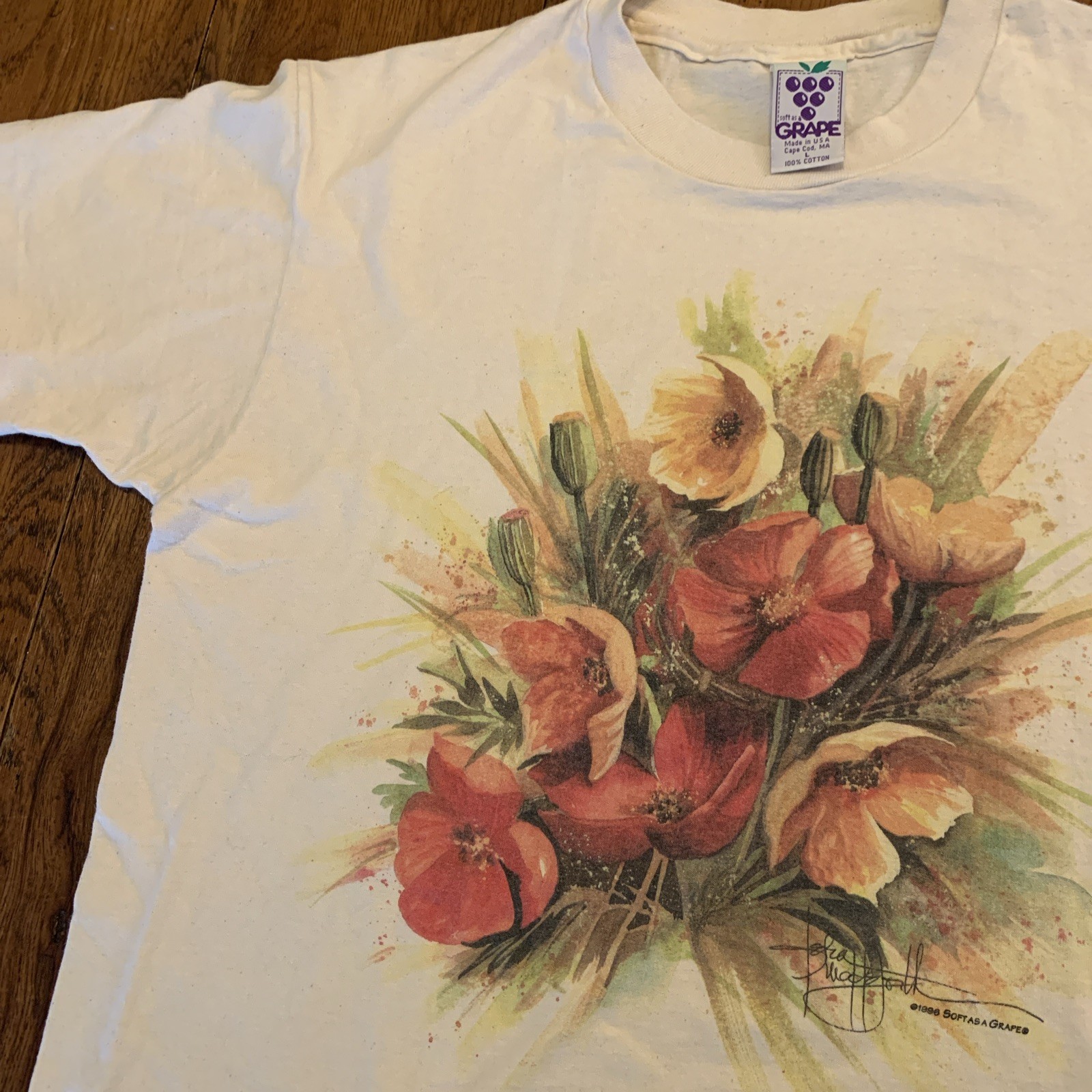 Vintage Floral TShirt Large 90s Graphic Single Stitch Cape Cod USA L