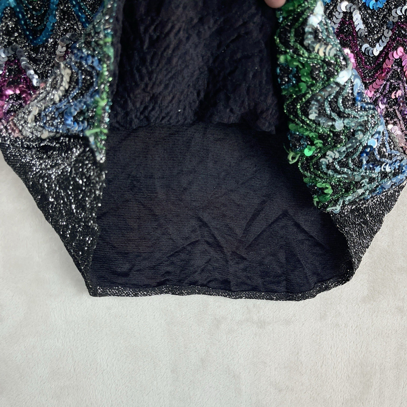 Vintage 70s Rio Rainbow Sequin Blouse Disco Sequin S/M Studio 54 Union Made