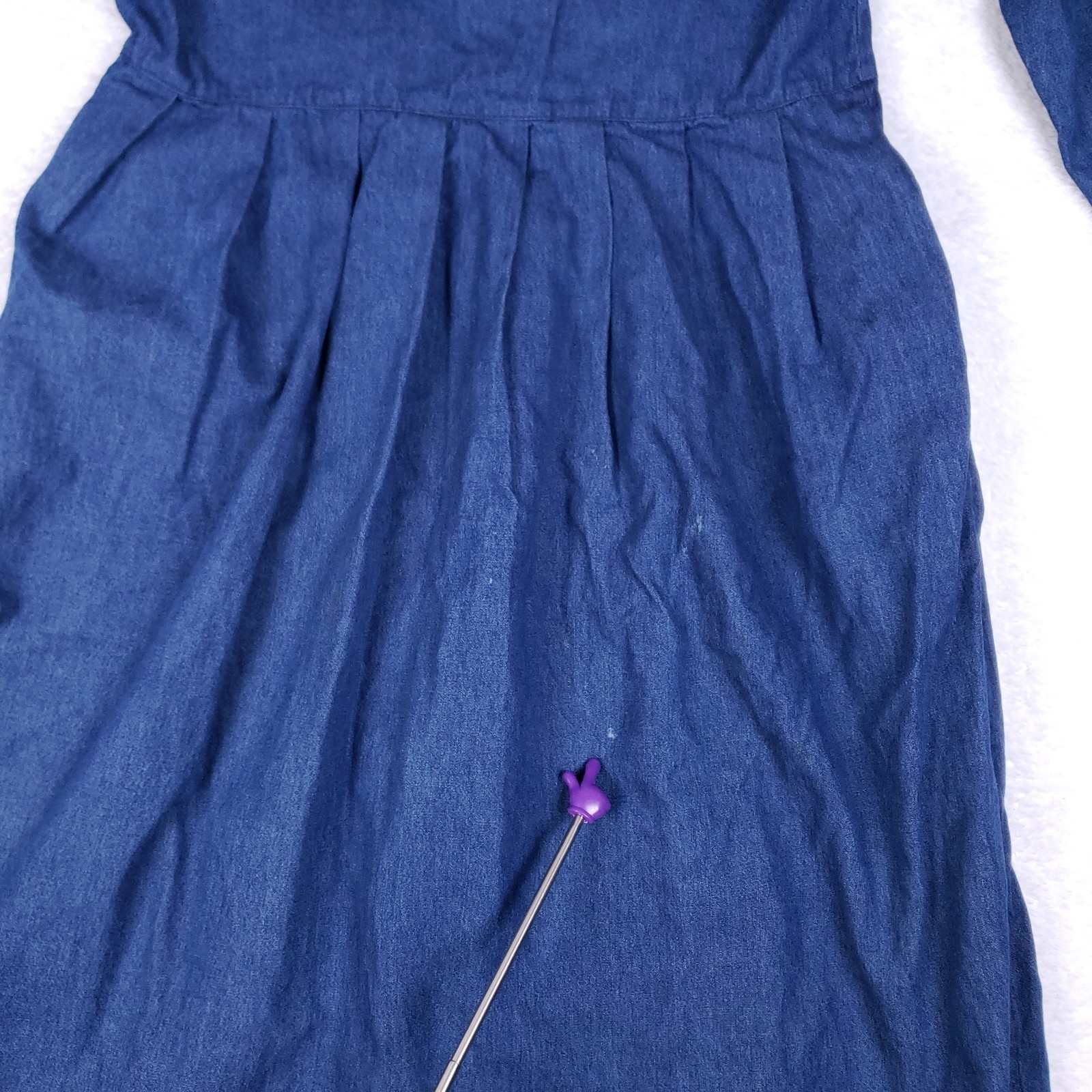 Vintage Country Wear Denim Maxi Dress Size 8 Long Sleeve Prairie Cottagecore