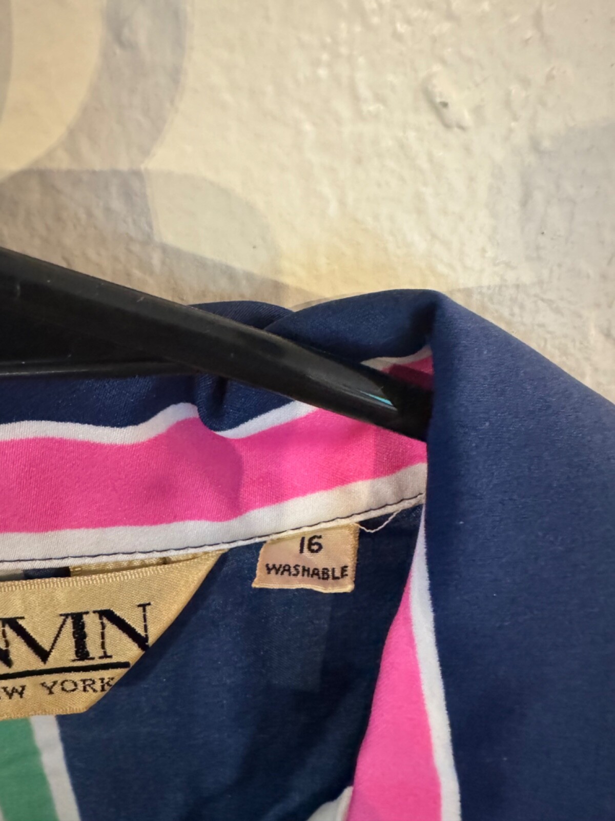 LANVIN Paris Blue, Pink & Green Long sleeve Shirt Dress