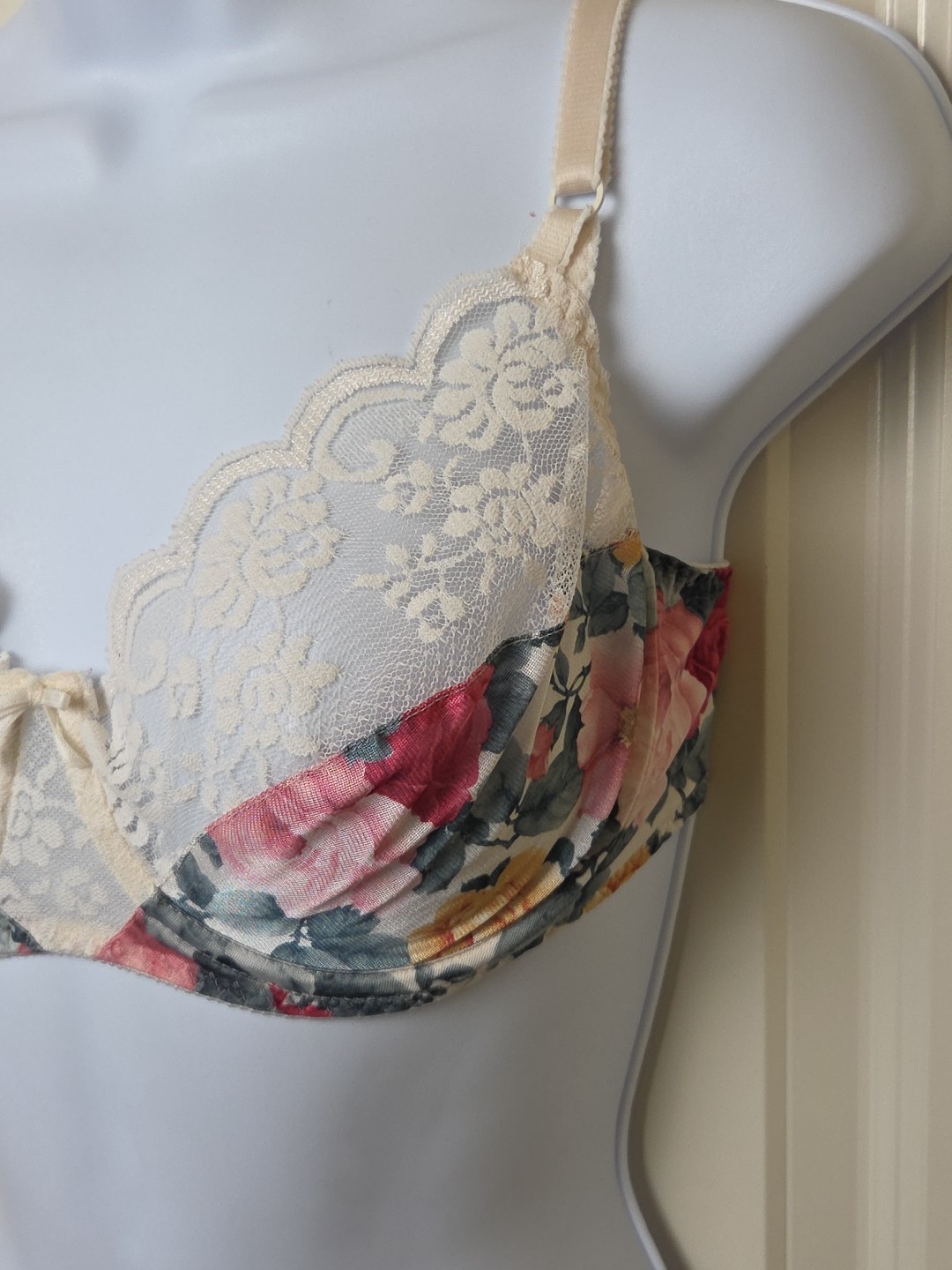 Vtg 1980s 90s Romantic Maidenform Chantilly Rose Floral Bow 7329 SIZE 34D
