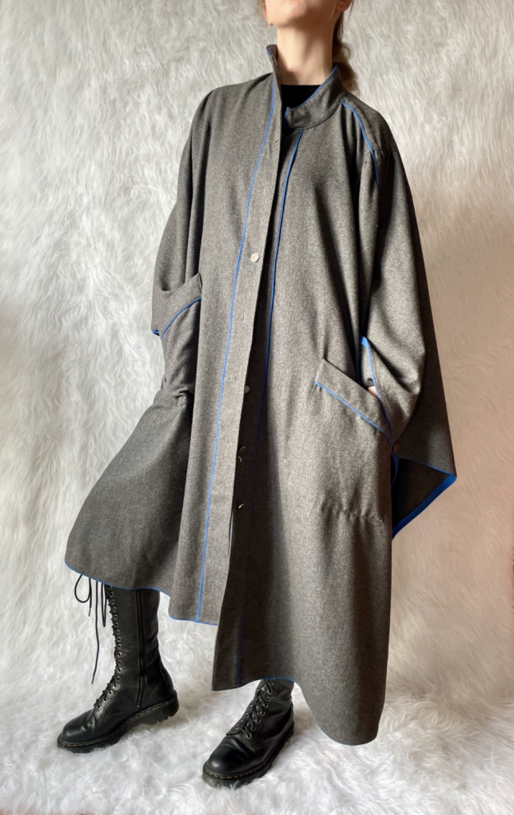 Vintage West Germany Wool Cape Coat | Avant-Garde Oversized Cloak | Minimalism