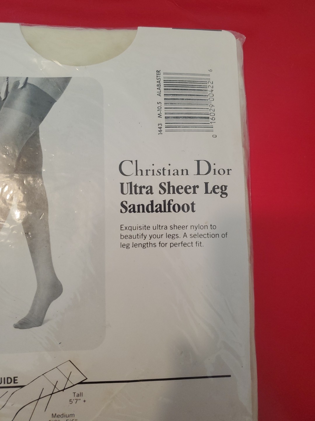 VTG Christian Dior Ultra Sheer Leg Sandalfoot Stockings Alabaster Medium 10.5