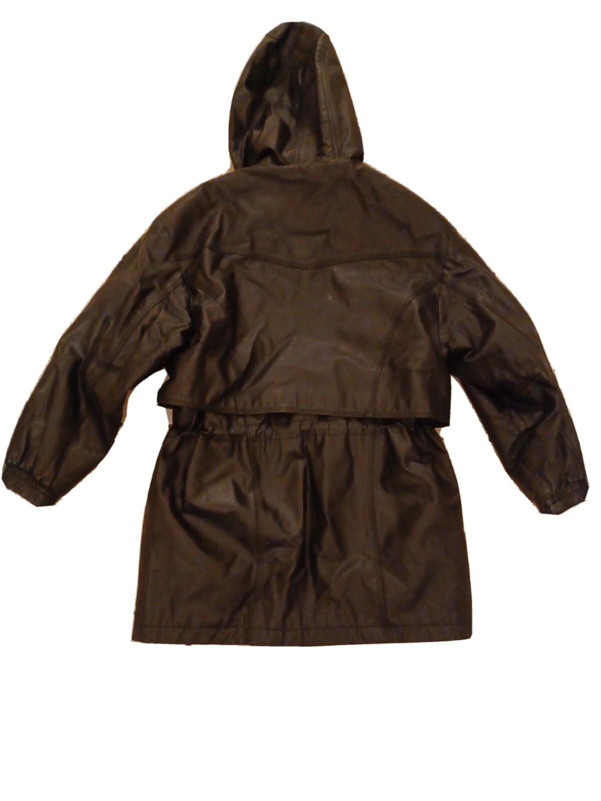 Vintage 90s YKK LEATHER DRAW STRING JACKET Women’s Meduim Long 32″