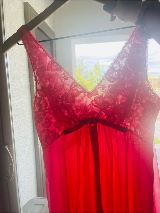 VTG 32 Vanity Fair Pink Glamour Sheer Floral Overlay Chiffon Nylon Nightgown