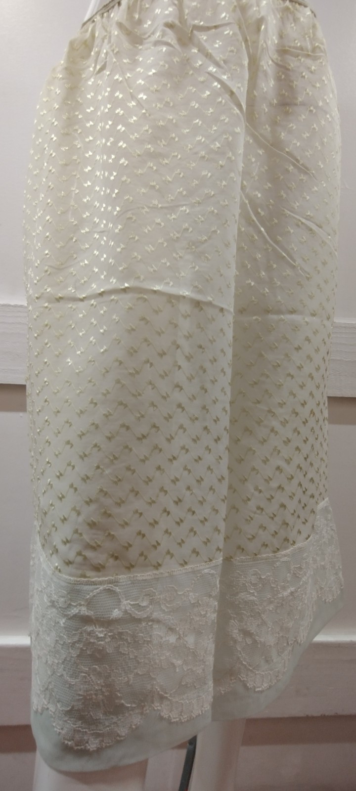 Lace Skirt Slip Chartreuse 50s Nylon Sheer On Mint White Lace Medium VINTAGE