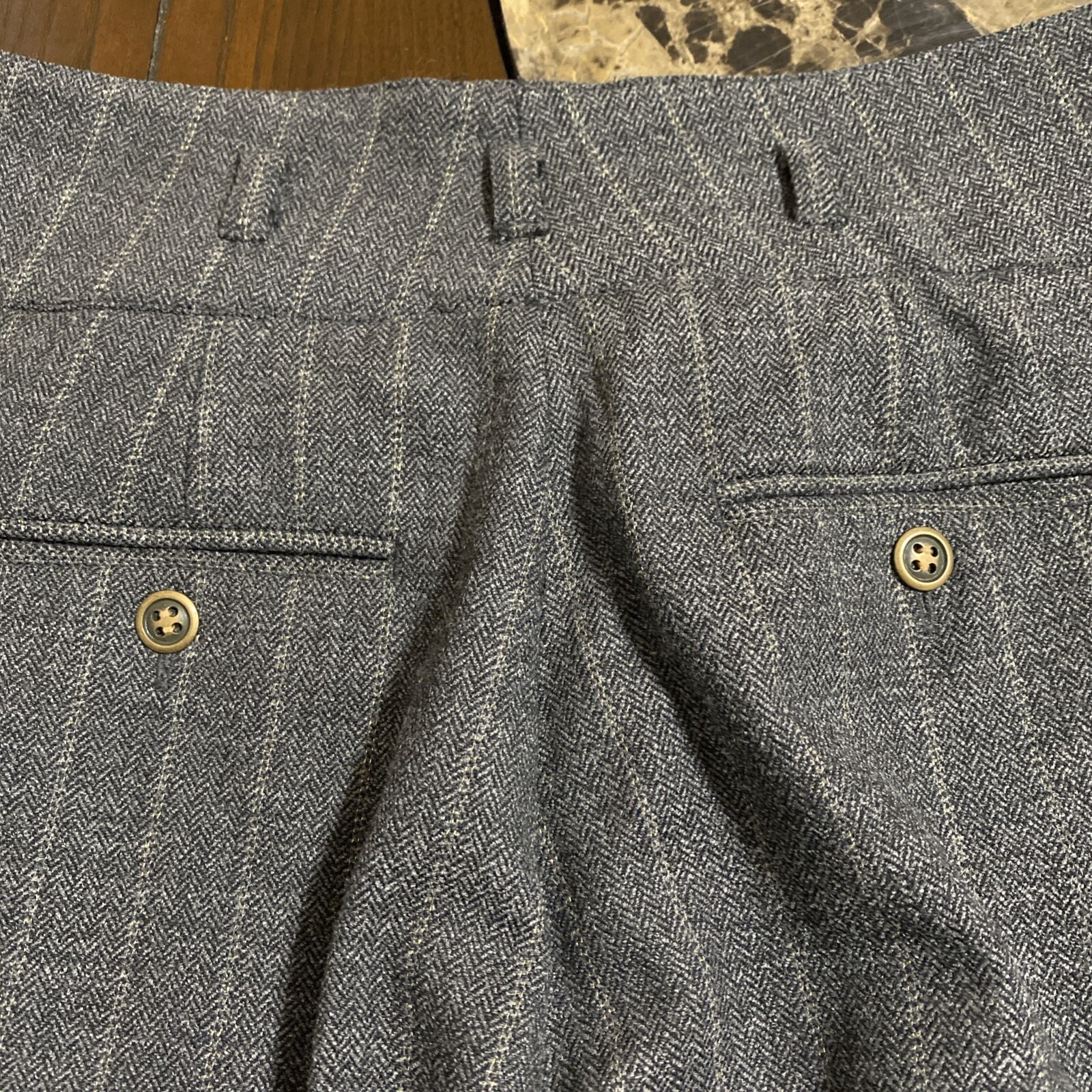 VTG Classic Tailored Pants Wide Leg Wool Sparkle Grey Pin Stripe SZ 10/12 Lined