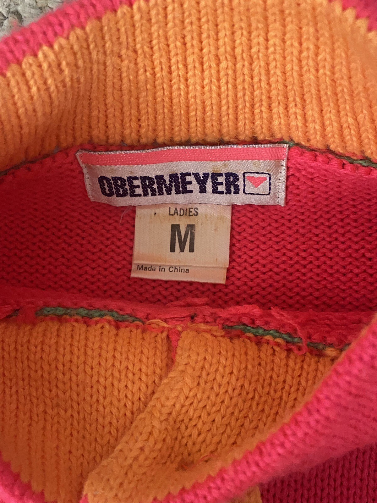 Vintage 80’s Obermeyer Neon Pink Sweater Retro Ski Sweater Medium
