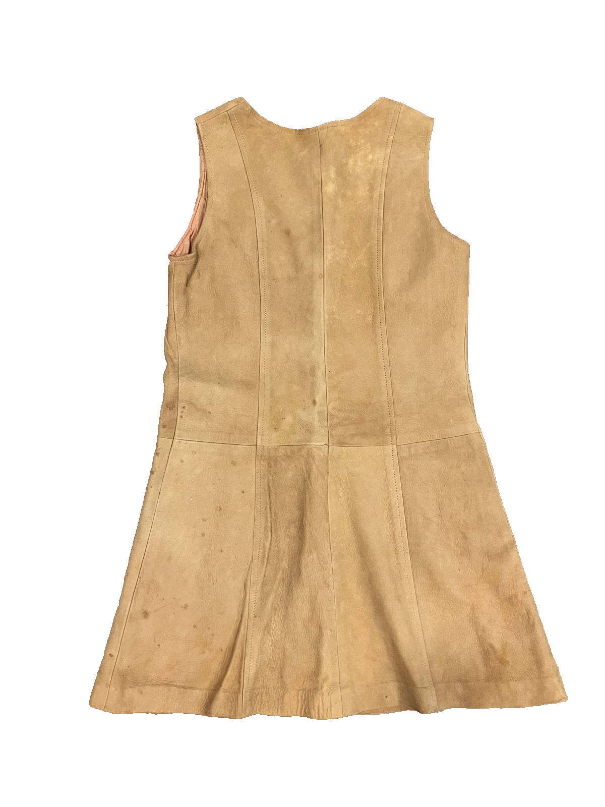 Vintage 1970’s Brown Suede Leather Mini Dress Womens S Mui Mui Waxed Suede Dress
